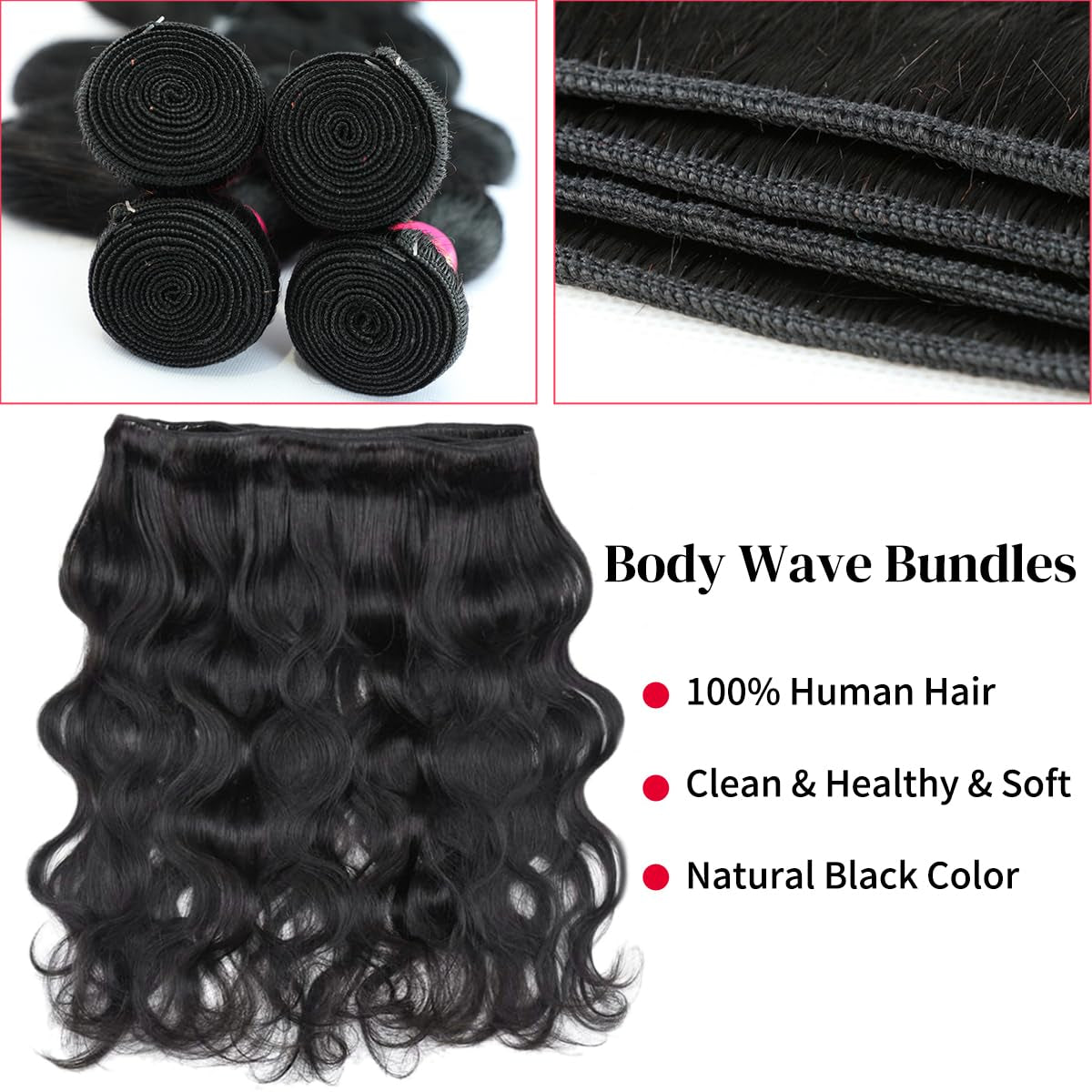 12A Human Hair Bundles 20 Inch Body Wave Bundles Human Hair 100% Unprocessed Brazilian Virgin Hair 1 Bundles Human Hair Extensions Quick Weave Bundles Human Hair Natural Black