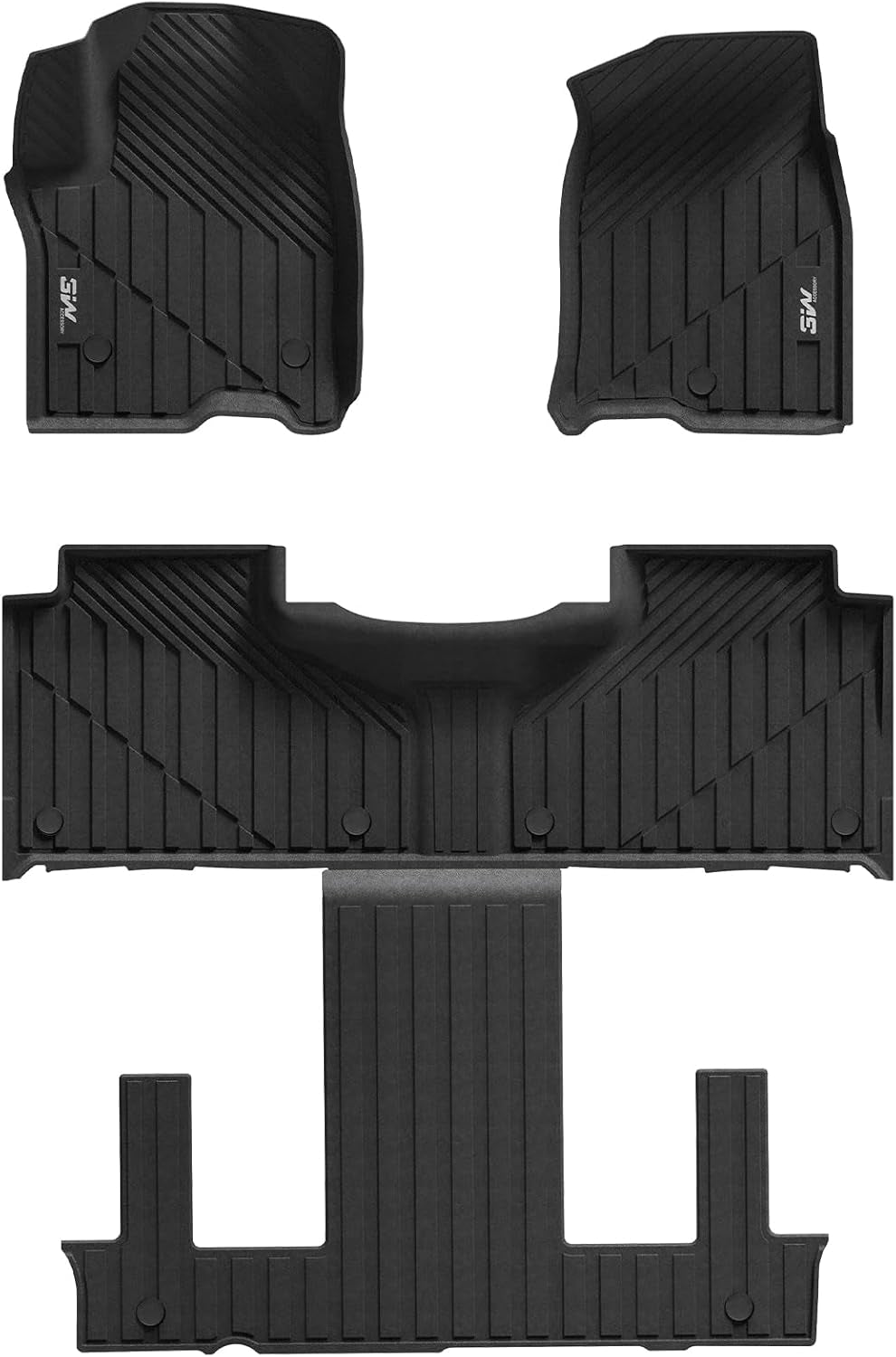 Floor Mats Fit for 2019-2024 2025 Chevy Silverado/Gmc Sierra Denali 1500 & 2020-2024 2025 GMC Sierra 2500/3500 HD Crew Cab TPE All Weather Floor Liner, Fit for 2Nd Row with Factory Carpeted Storage