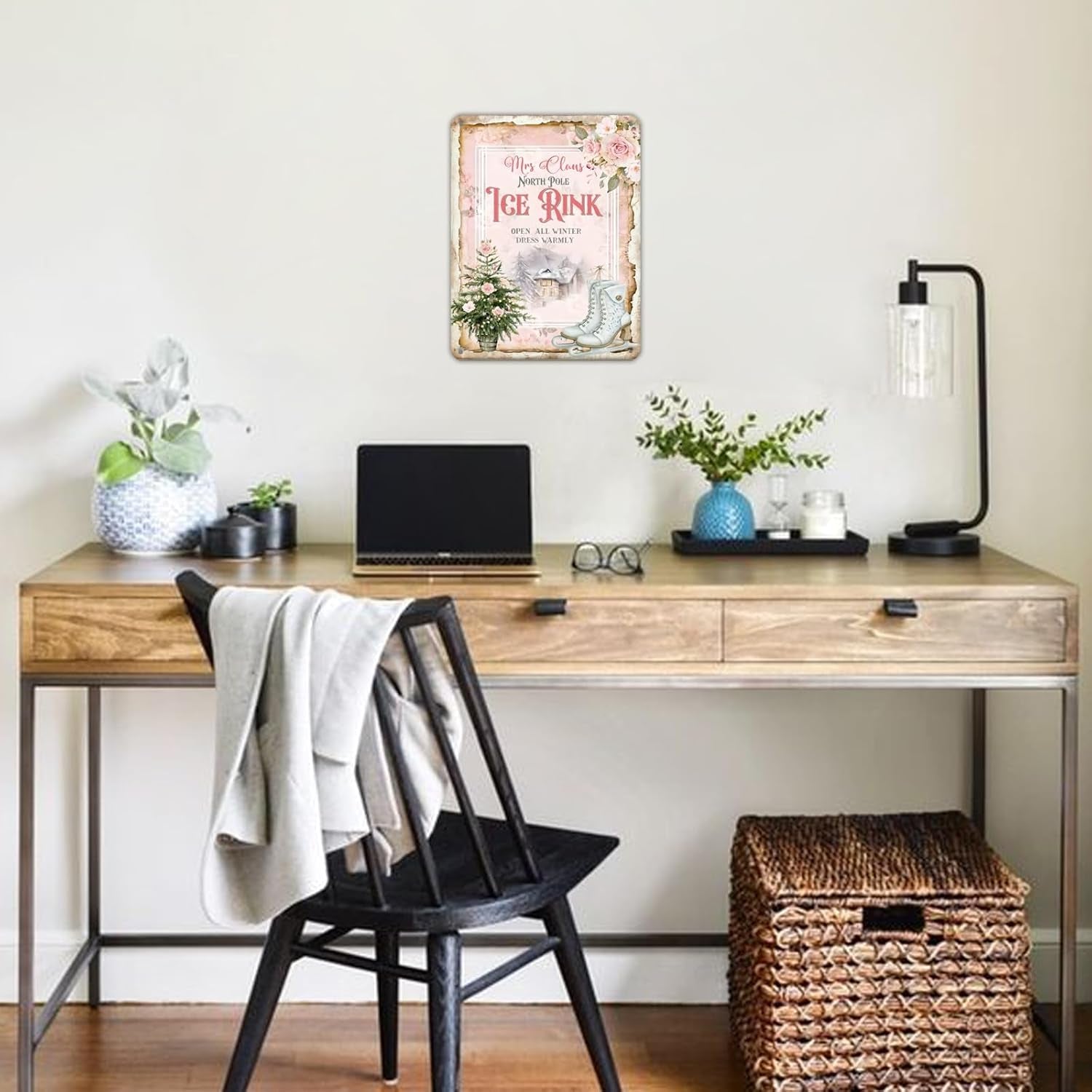 Mrs Ice Rink Sign - Christmas Sign - Figure Skating - Shabby Chic Metal Sign Tag 8X12 Inch Gift Plaque