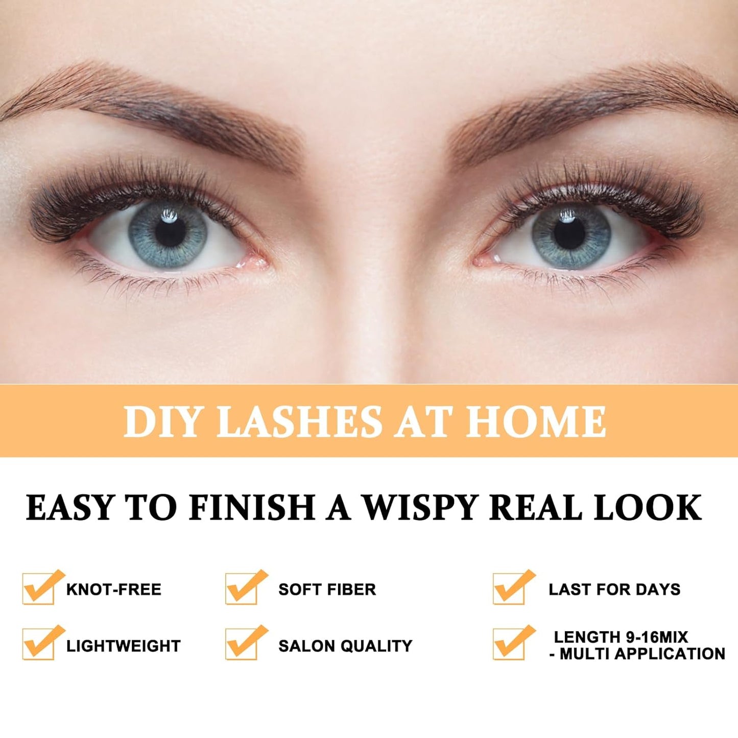 Lash Clusters 40D-D-9-16MIX 280 Clusters False Eyelash 20D 30D 40D Individual Lashes Cluster DIY Eyelash Extensions at Home (40D-D,9-16MIX)