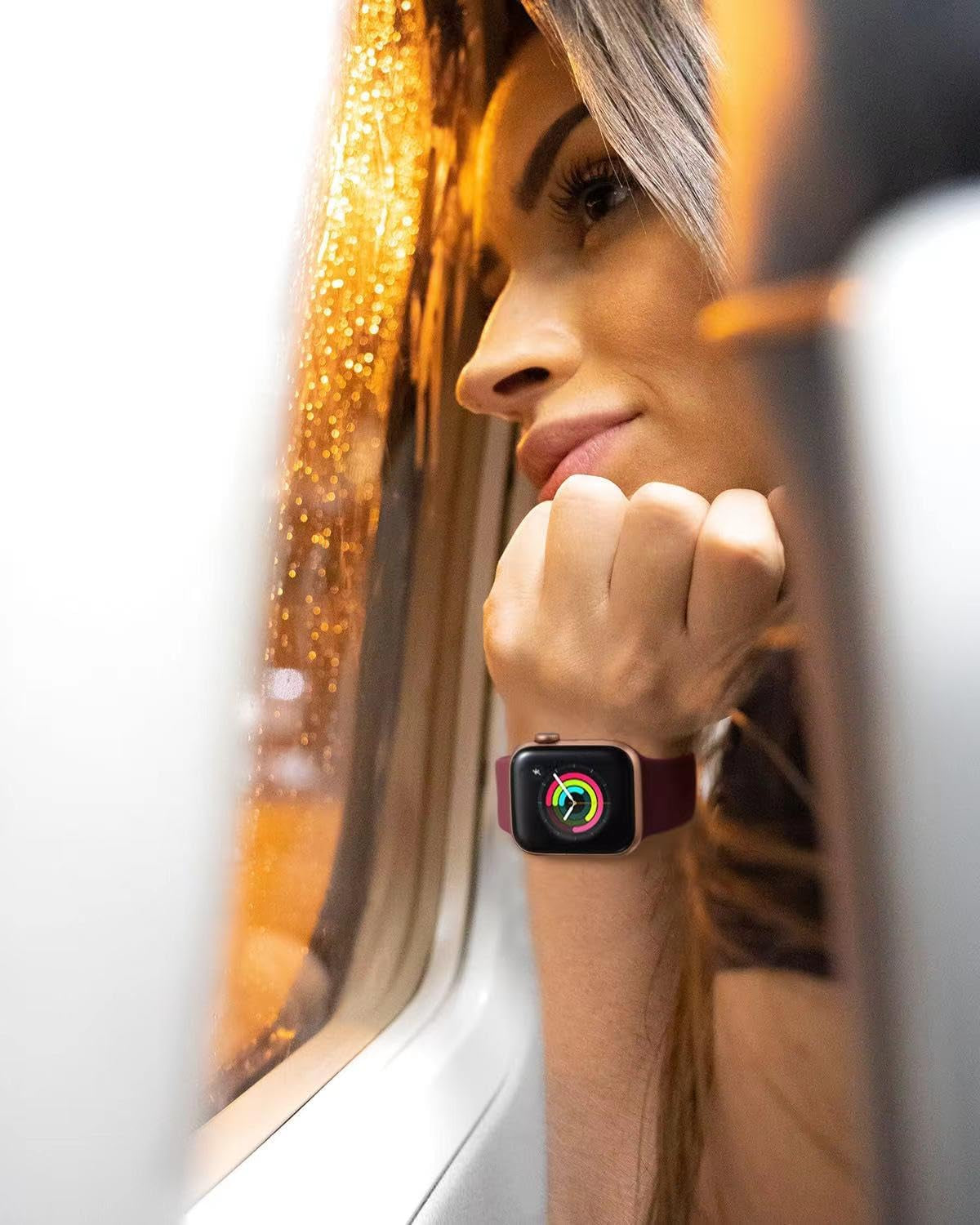 Sport Bands Compatible with Apple Watch Band 40Mm 41Mm 38Mm 42Mm 44Mm 45Mm 49Mm Women Men,Soft Silicone Strap for Iwatch Series Ultra 9 8 7 6 5 4 3 2 1 SE Starlight