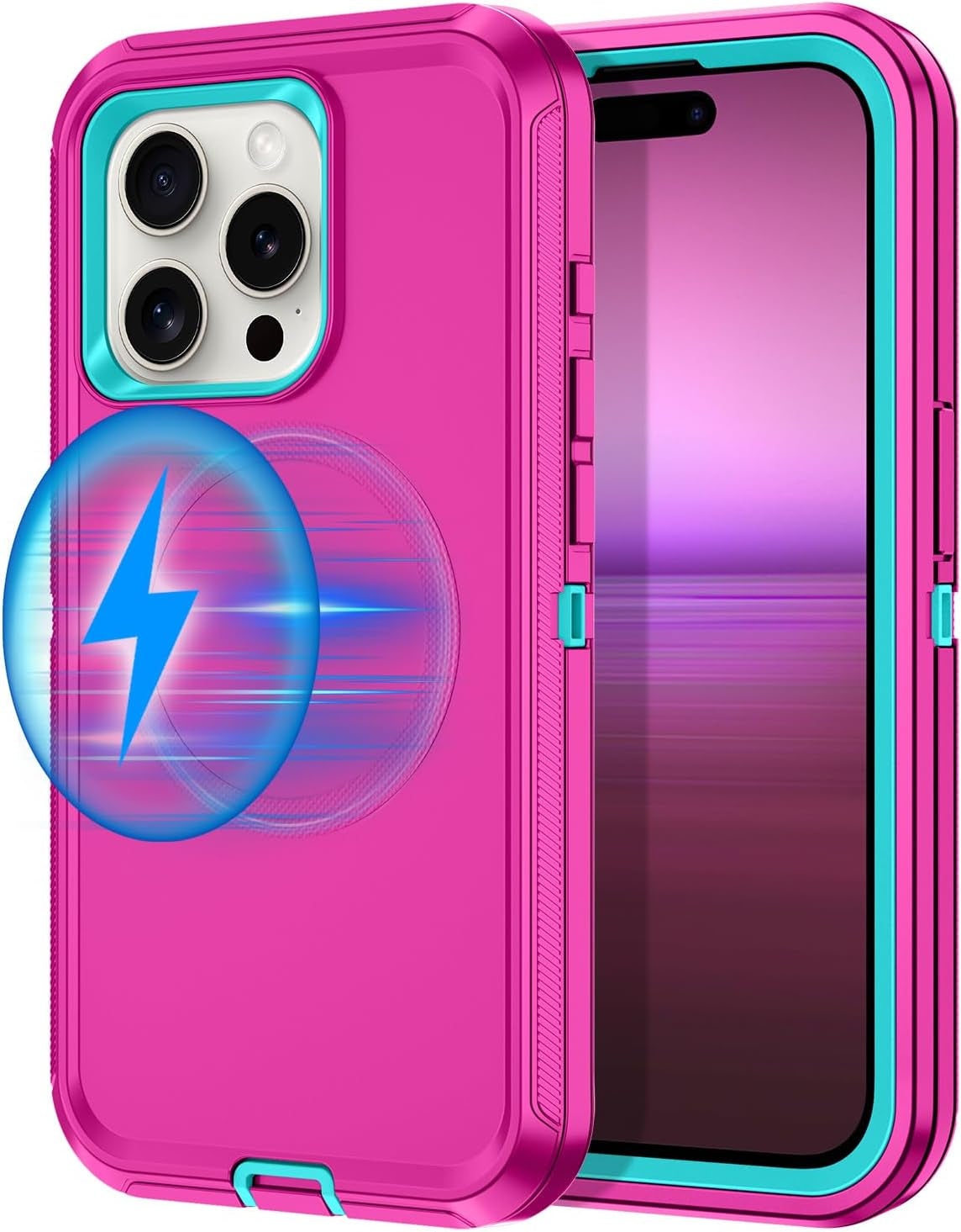 For Iphone 16E Case [Compatible with Magsafe] Shockproof 3-Layer Full Body Protection [Without Screen Protector] Rugged Heavy Duty Cover Case for Apple Iphone 16E 6.1",Turquoise