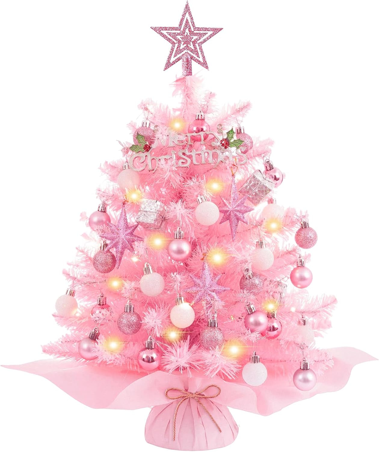 Mini Christmas Tree Christmas Pink Tree Artificial Christmas Tree Small Christmas Tree Holiday Tabletop Christmas Tree Holiday Decoration for Home, Office, Party