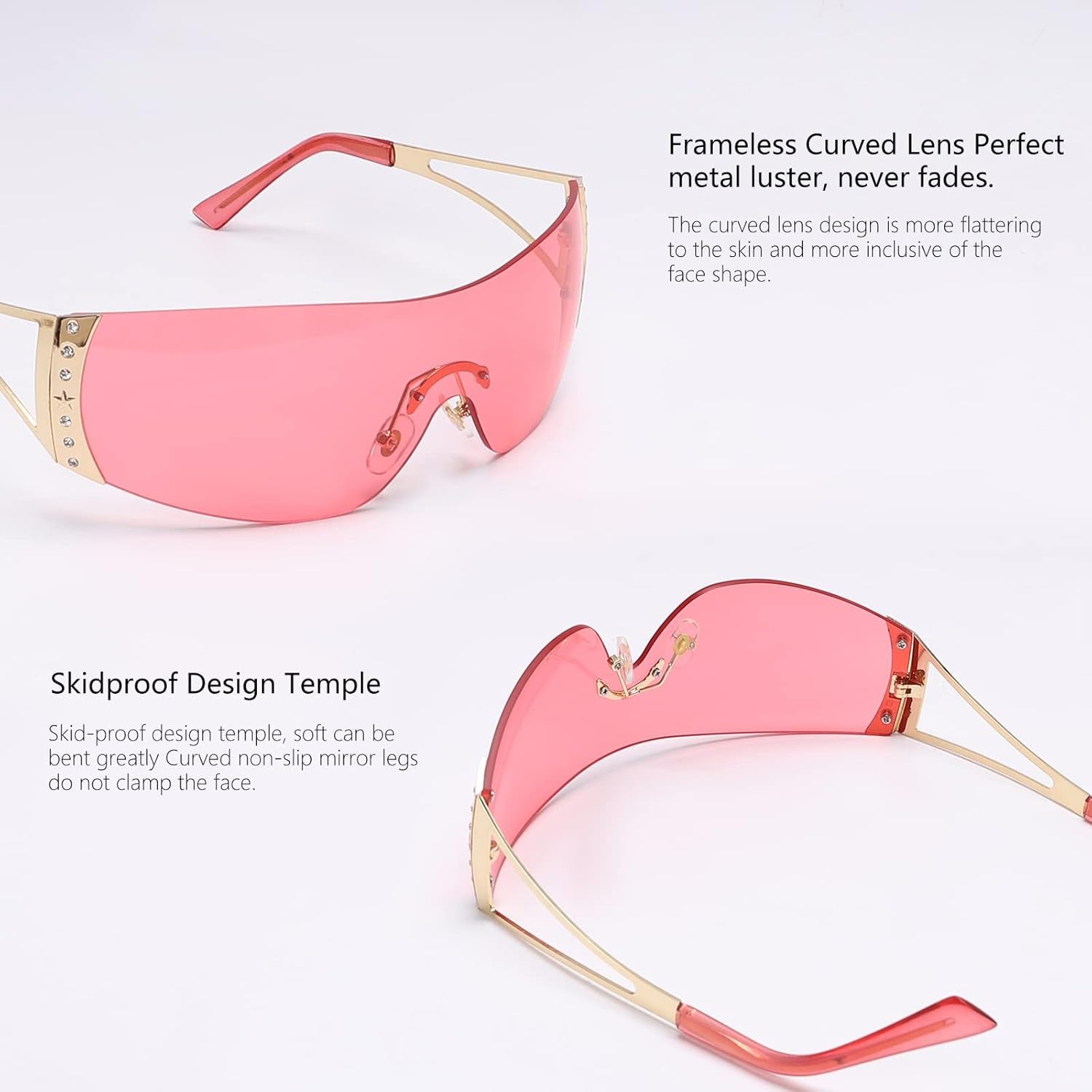 Wrap around Y2K Sunglasses for Women Men Shield Flat Top Sunglasses Futuristic Frameless Gradient Lens Sun Glasses