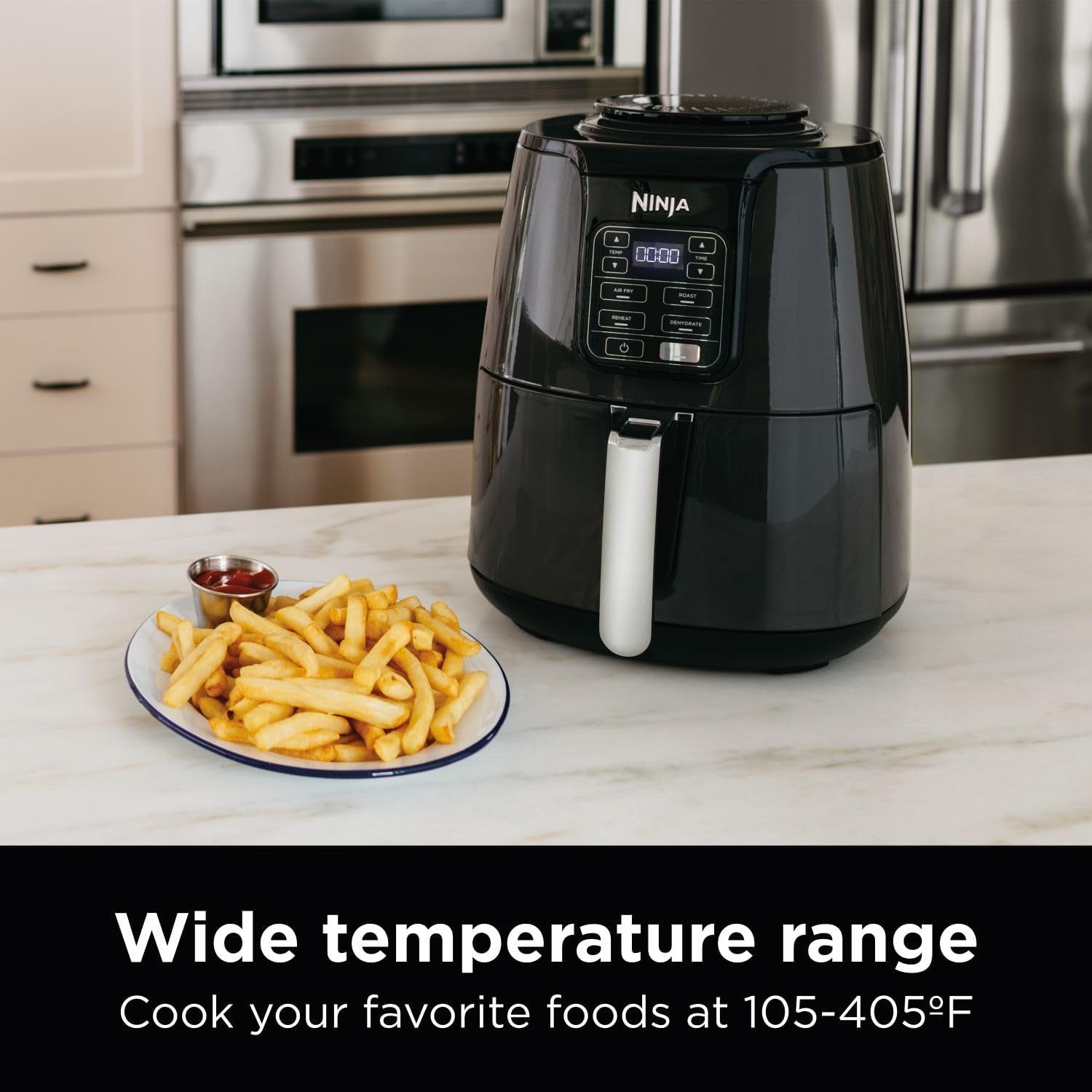 Air Fryer, Roast, Bake, Air Fry, Roast, Broil, Reheats, & Dehydrates, 4-In-1, Fries, Frozen Food, Veggies, and Juicy Meat, Less Oil, Easy Meals, Healthy Meals, Compact, 4 QT, Grey, AF101