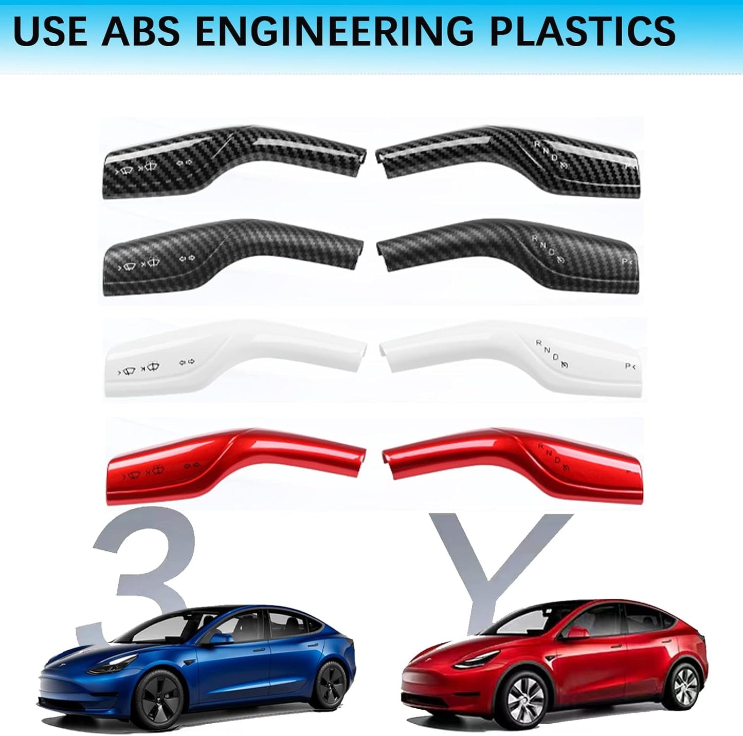 Steering Lever Cover for Tesla Model 3 Model Y, Gear Shift Cover Accessories Gear Lever Decorative Cover for Model 3/Y (White)