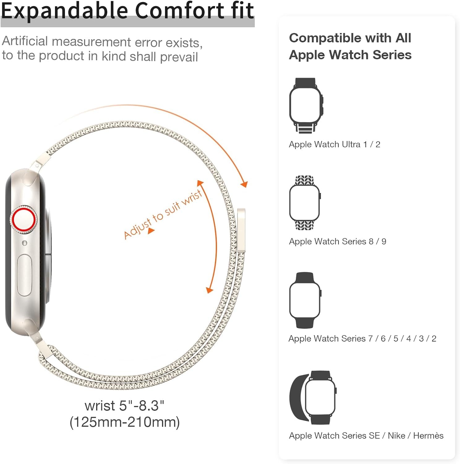 Slim Milanese Loop Compatible with Apple Watch Band for Women 40Mm 41Mm 38Mm 44Mm 45Mm 49Mm 42Mm, Stainless Steel Magnetic Mesh Strap Work on Iwatch Bands Series 9 8 7 6 5 4 3 2 1 Ultra SE