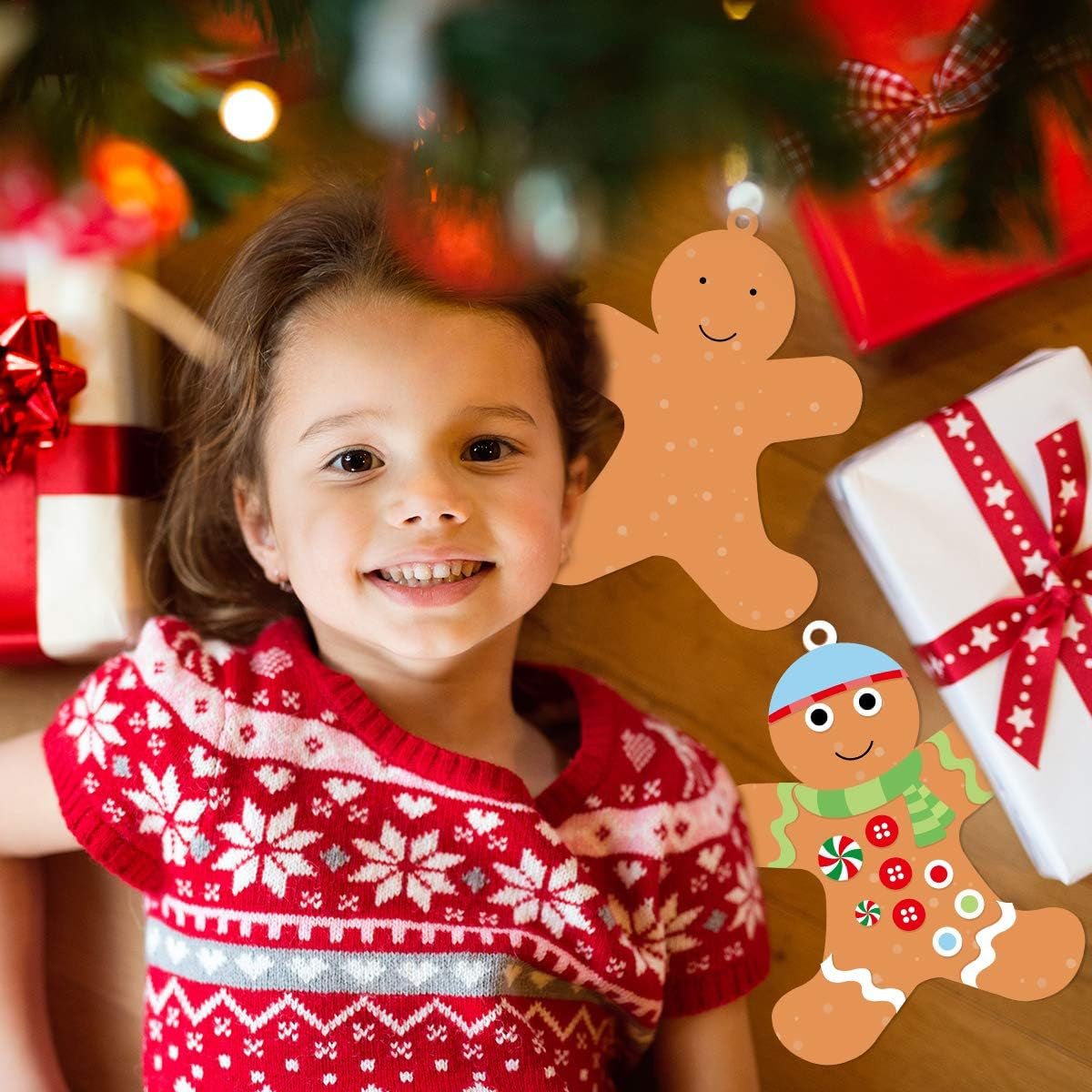 12 Gingerbread Man Craft Kit for Kids DIY Create Your Own Foam Gingerbread Man Ornament Self-Adhesive Sticker Sheets Fun Holiday Gifts