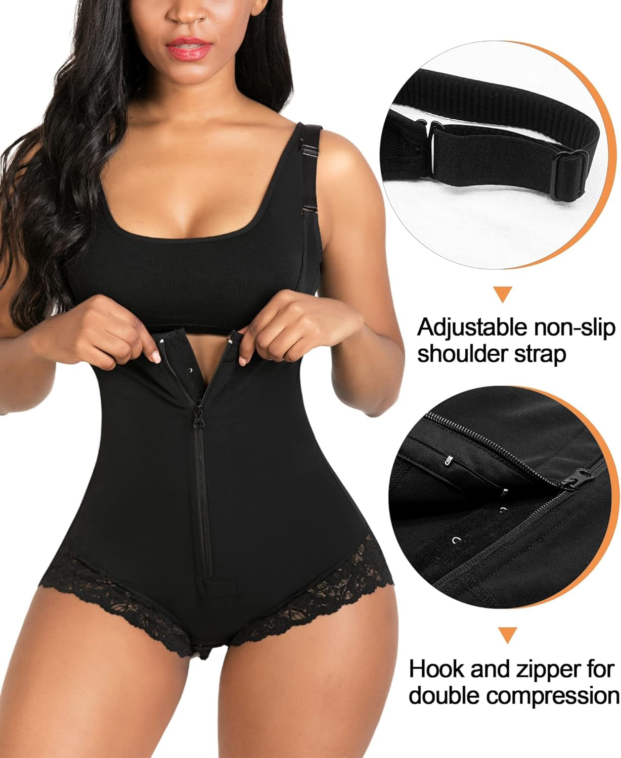 Shapewear for Women Tummy Control Fajas Colombianas Body Shaper Zipper Open Bust Bodysuit