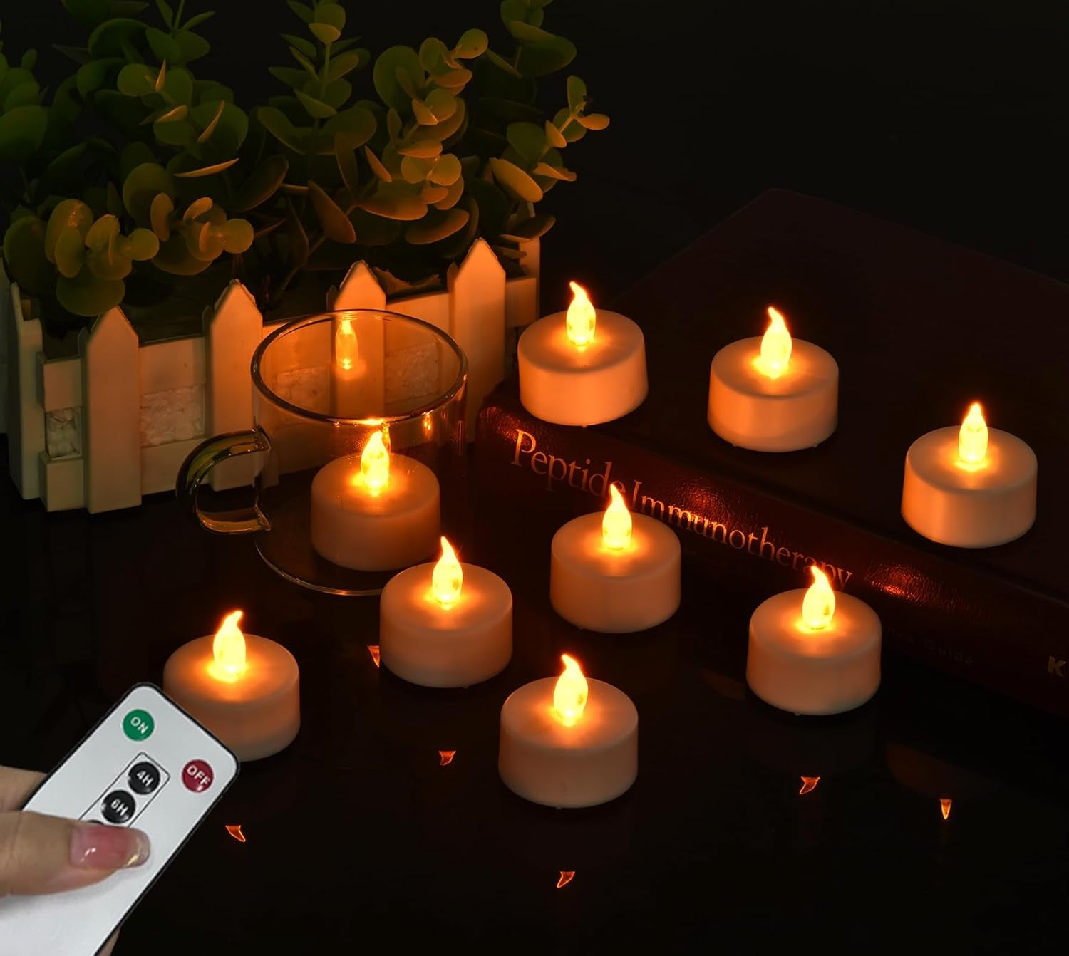 Tea Light Candles with Remote Control,Flickering Flameless LED Candle,Long Lasting 400+Hours,Battery Operated with Timer for Home Decoration Seasonal &Festival Celebration Warmyellow (24Pcs)