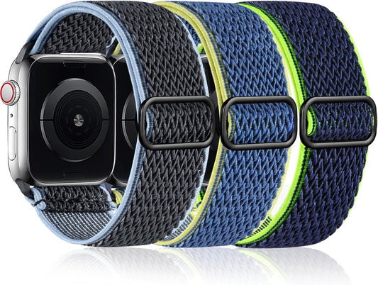 Braided Stretchy Solo Loop Compatible with Apple Watch Bands 45Mm 44Mm 40Mm 38Mm 41Mm 42Mm 49Mm Women Men, Soft Nylon Elastic Strap Wristbands for Iwatch Se Series 9 8 7 6 5 4 3 2 1 Ultra 2