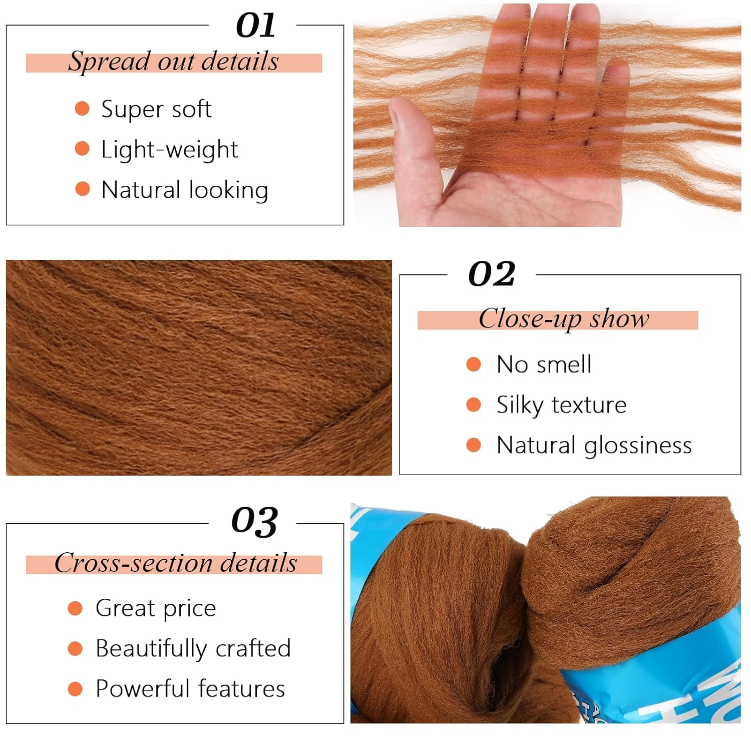 4 Pcs Brazilian Wool Hair for Braids Acrylic Hand Knitting Yarn for African Faux Locs Crochet Hair for Black Women Goddess Crochet Box Braid Braiding Hair Extension(#13)