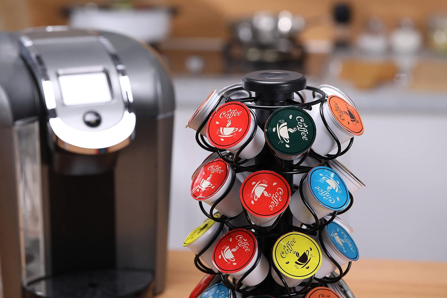 Coffee Pod Holder Carousel Compatible with 35 K Cup Pods, KRT35A-BLK