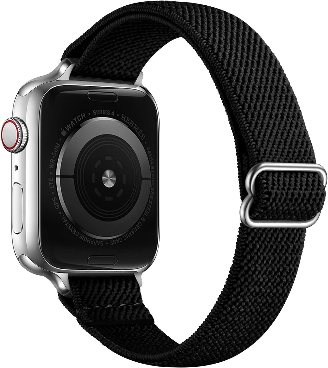 Slim Stretchy Bands Compatible with Apple Watch Band 41Mm 40Mm 38Mm, Women Elastics Nylon Thin Band Strap for Iwatch SE2 SE Series 9 8 7 6 5 4 3 2 1 (Black/Silver, 41Mm 40Mm 38Mm)