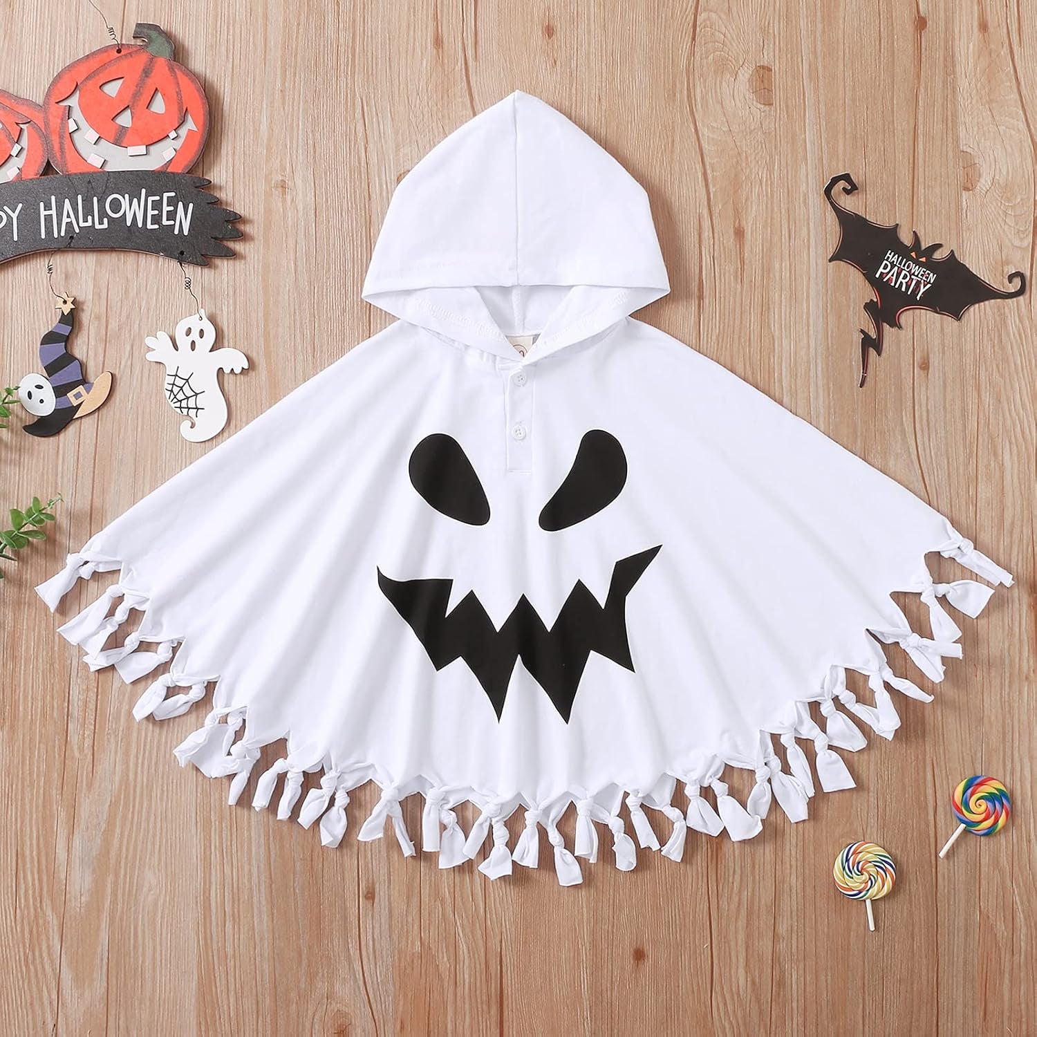 Halloween Toddler Boy Girl Ghost Costume Cloak Cape Kids Poncho Cosplay Clothes Outfit