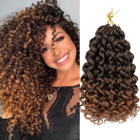 7 Packs Gogo Curl Crochet Hair 10 Inch Short Curly Crochet Hair for Women Beach Curl Water Wave Deep Twist Crochet Braids Synthetic Braiding Hair Extensions(10 Inch, T1B/30)
