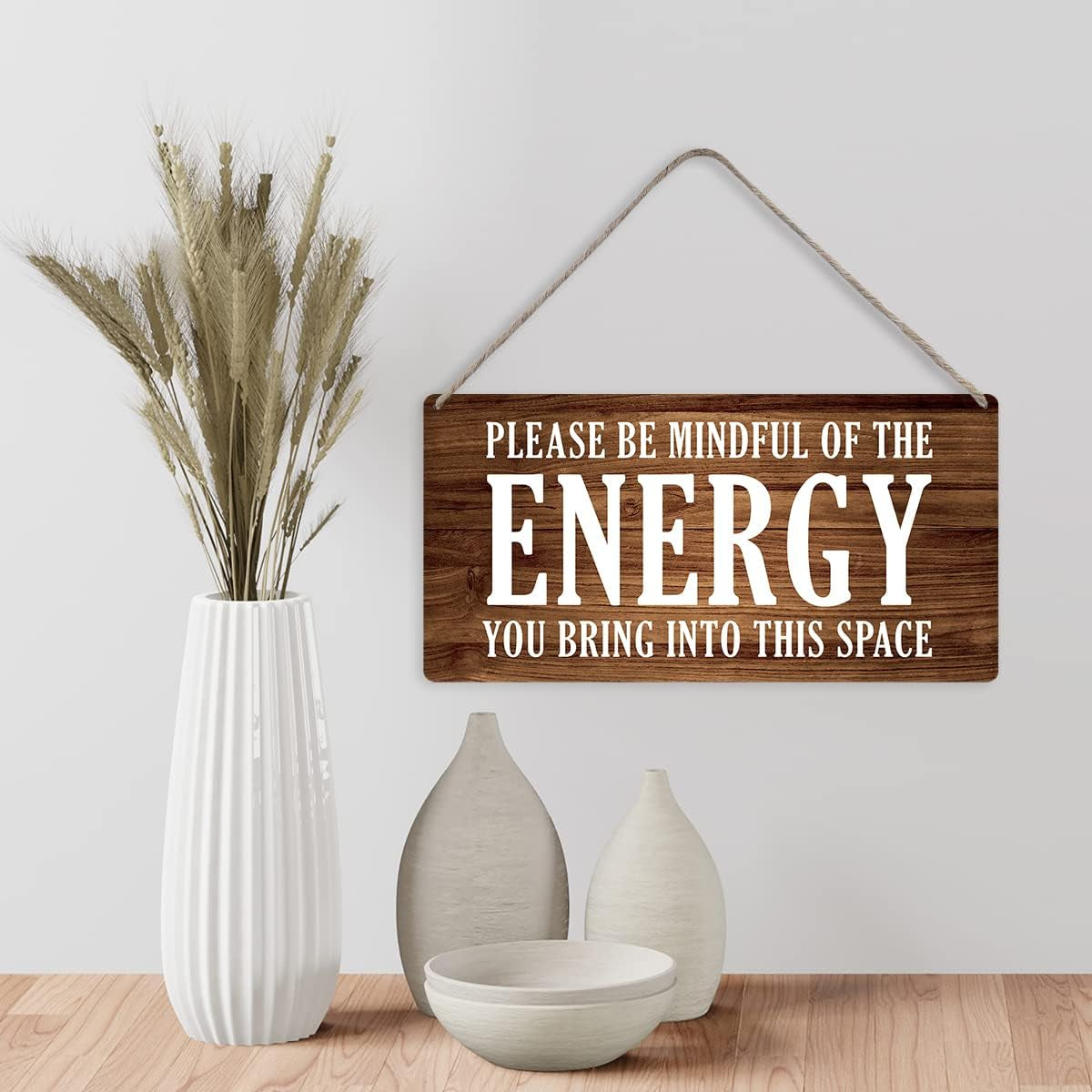 Country Style Wall Decor Be Mindful Quote Wooden Signs Rustic Hanging Wall Plaque Positive Energy Sign Home Decor Present