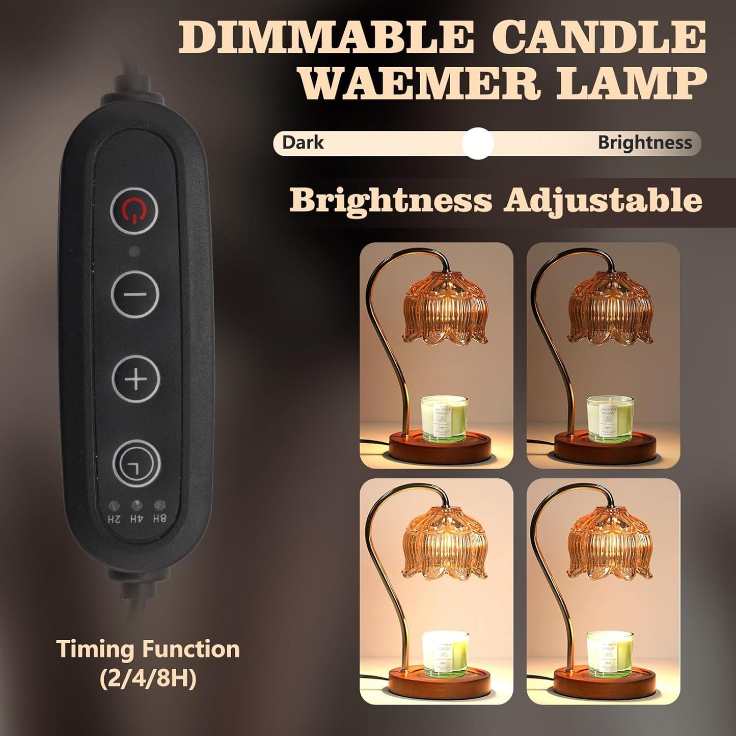 Fragrance Candle Warmer Lamp，Electric Candle Warmer with Timer & Dimmer，Mom Christmas Birthday Gifts for Women, House Warming Gifts New Home Bedroom Decor