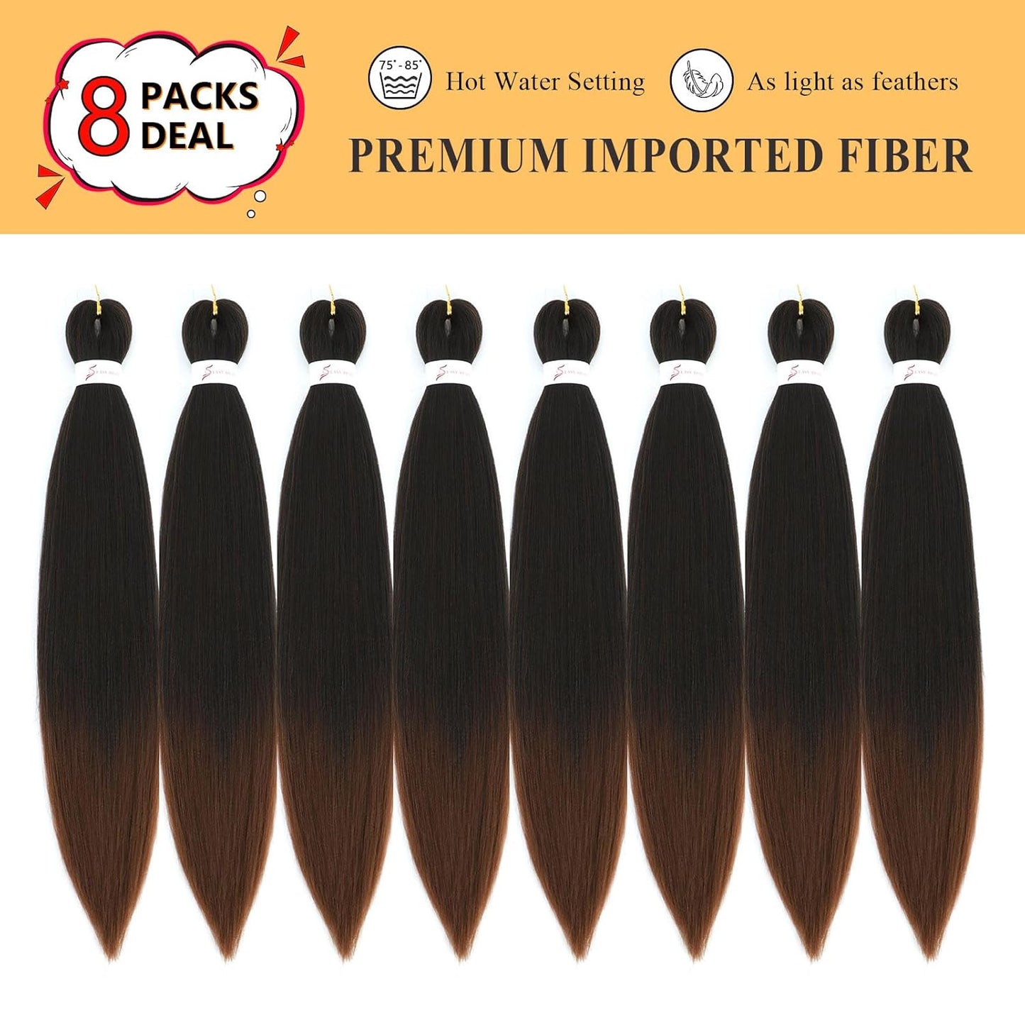 Braiding Hair Pre Stretched - 26 Inch Pre Stretched Braiding Hair 1B/30 Braiding Hair 8 Packs Ombre Braiding Hair for Black Women (26 Inch(8Packs), 1B/30)