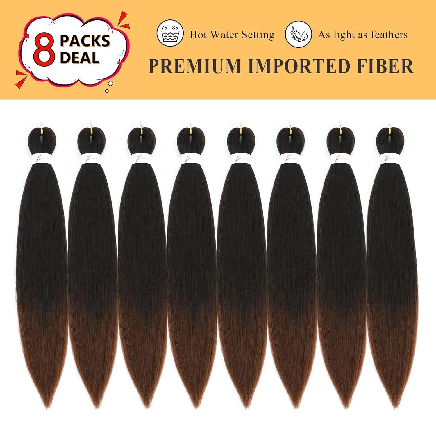 Braiding Hair Pre Stretched - 26 Inch Pre Stretched Braiding Hair 1B/30 Braiding Hair 8 Packs Ombre Braiding Hair for Black Women (26 Inch(8Packs), 1B/30)