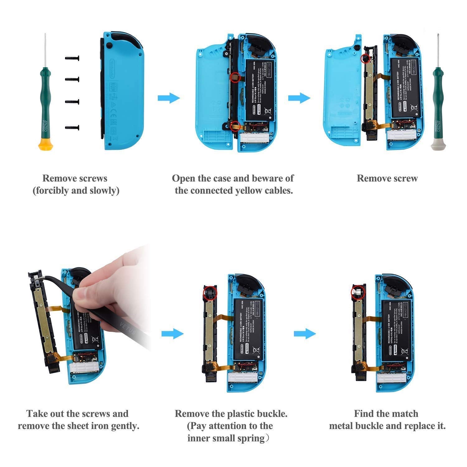 2 Pack Joycon Joysticks, Joycon Repair Kit Joystick Replacement Parts for Nintendo Switch, Switch Lite & Switch OLED, Include Thumb Grips, Metal Lock Buckles