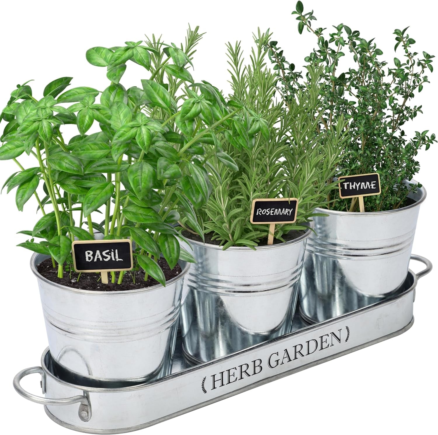 Indoor Herb Garden, Herb Garden Planter for Indoor/Outdoor, Farmhouse Plant Pots, Windowsill Herb Garden with Tray(Planter Only) Window Pots