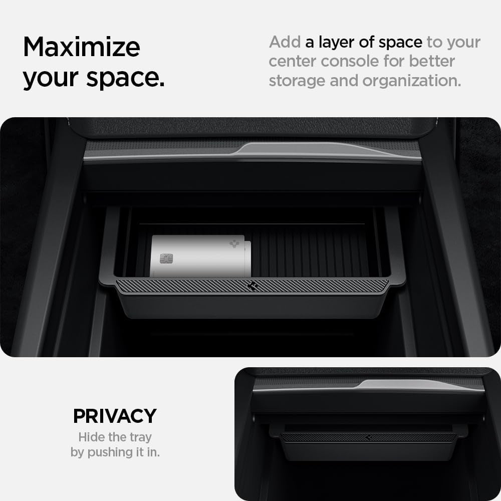 Center Console Organizer Tray(Carbon Edition) Designed for Tesla Model 3 2024 Refresh with Smooth Slide Technology