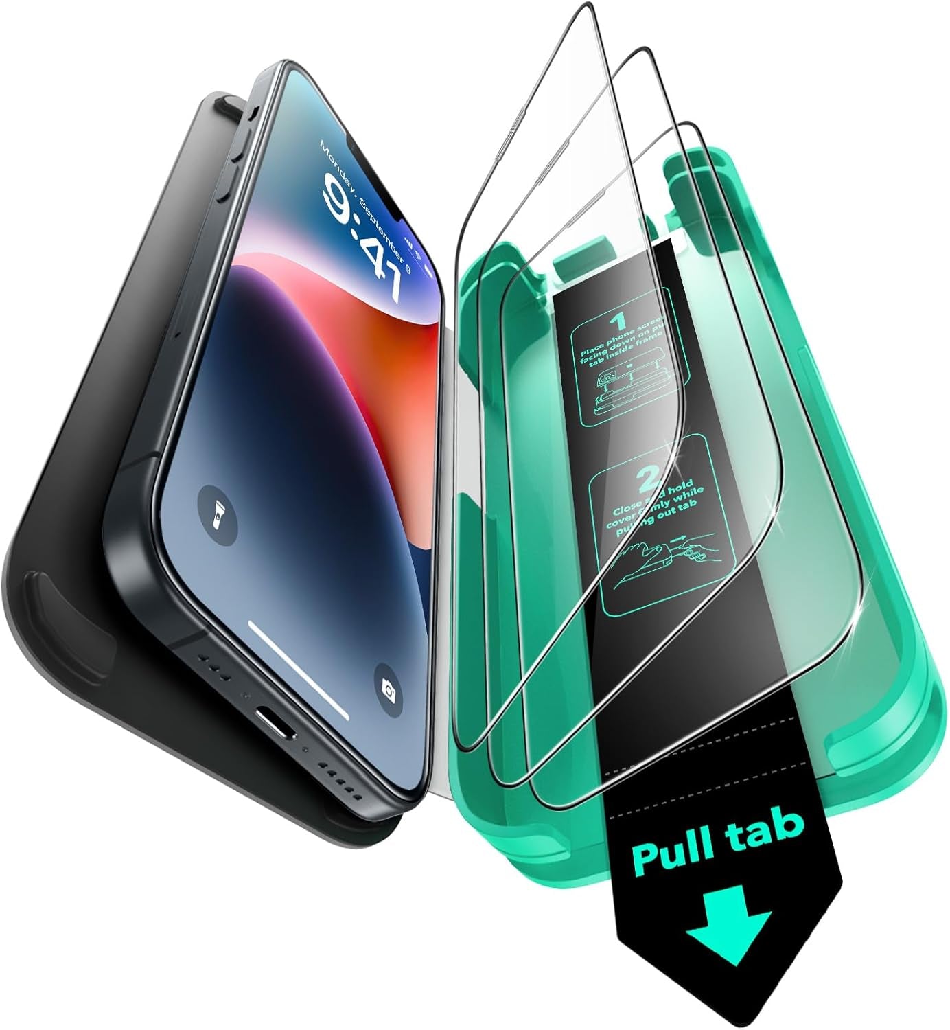3 Pack 9H+ Glass for Iphone 16E/Iphone SE 4/Iphone 14/Iphone 13/Iphone 13 Pro Privacy Screen Protector, [Military Grade Shatterproof & Longest Durable] Armorite Tempered Glass with Ultrafit Tray