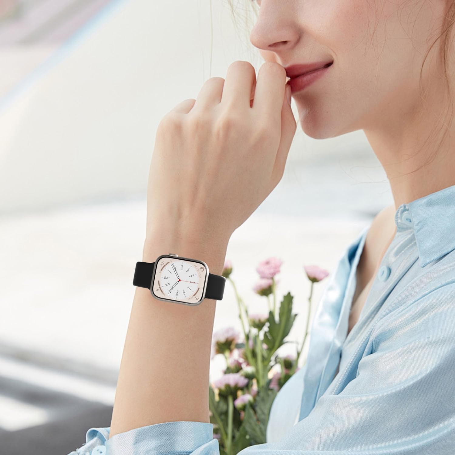 Silicone Band Compatible with Apple Watch Band 38Mm 40Mm 41Mm 42Mm 44Mm 45Mm 49Mm for Women Men Sport Replacement, Soft Rubber Gel Strap for Iwatch Ultra Series 9 8 7 6 5 4 3 2 1 SE, S M L