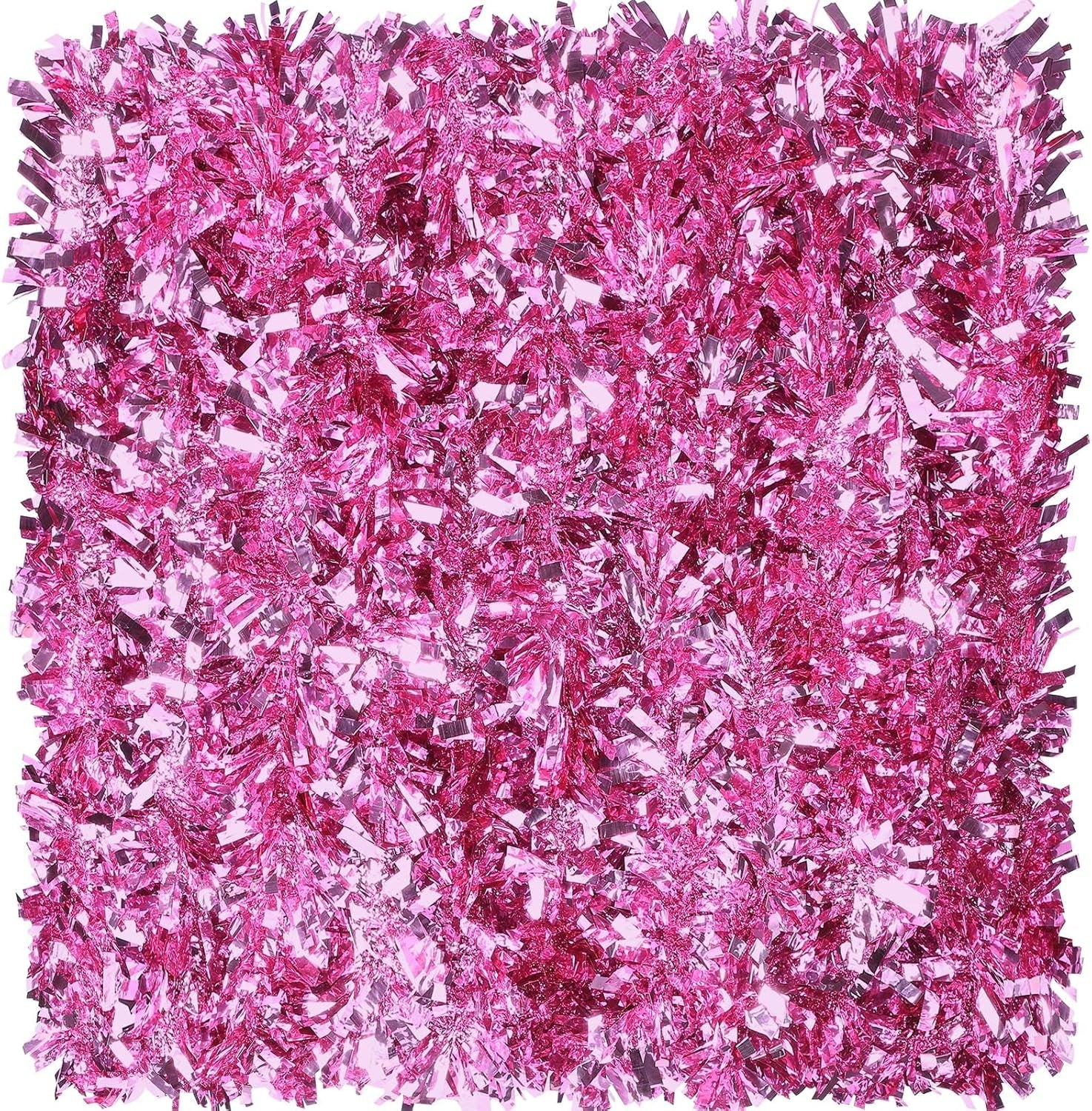 100 Ft Christmas Tinsel Garland Christmas Tree Garland Bulk Glitter Twist Garland Metallic Streamer Indoor Outdoor Hanging Christmas Decorations(Light Pink)