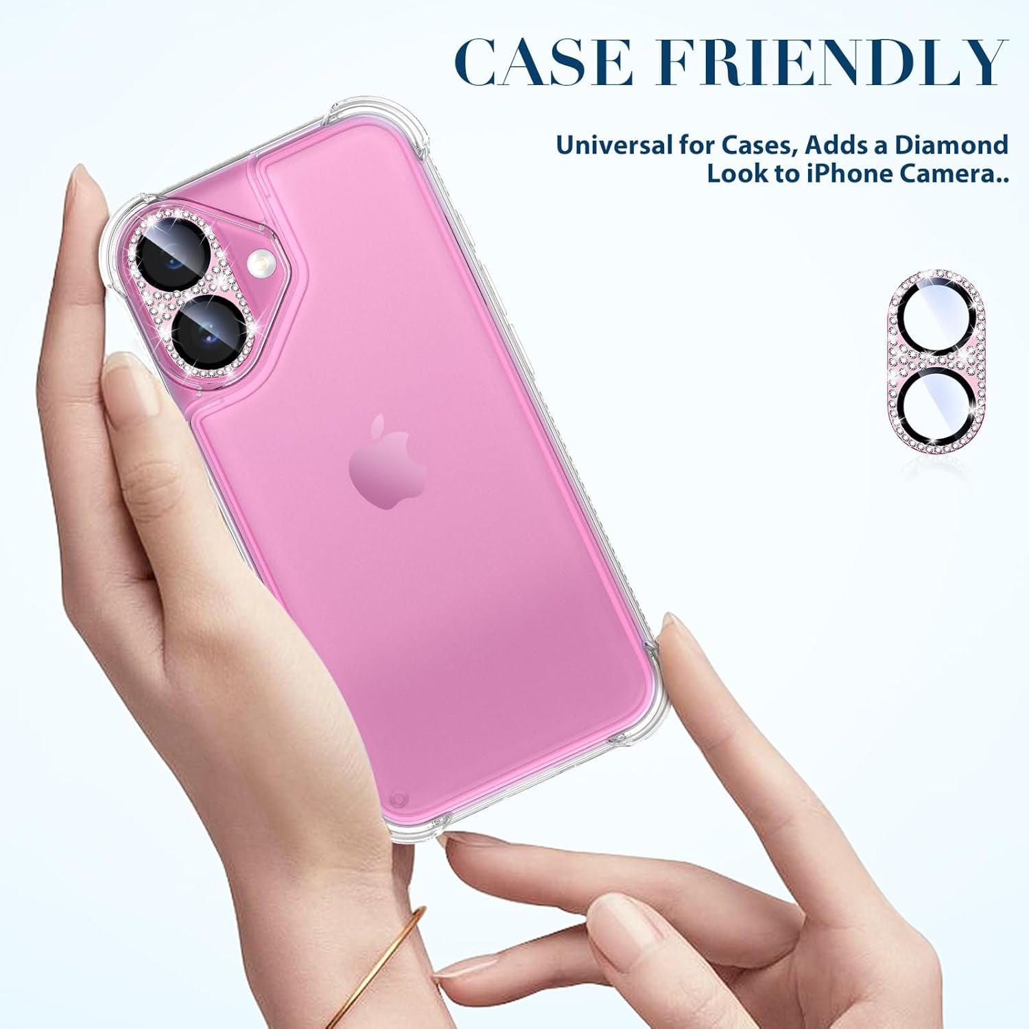 Compatible for Iphone 16 plus & 16 Camera Lens Protector, Bling Glitter Metal Cover Glass Lens Screen Protective Accessories for Iphone 16 Plus