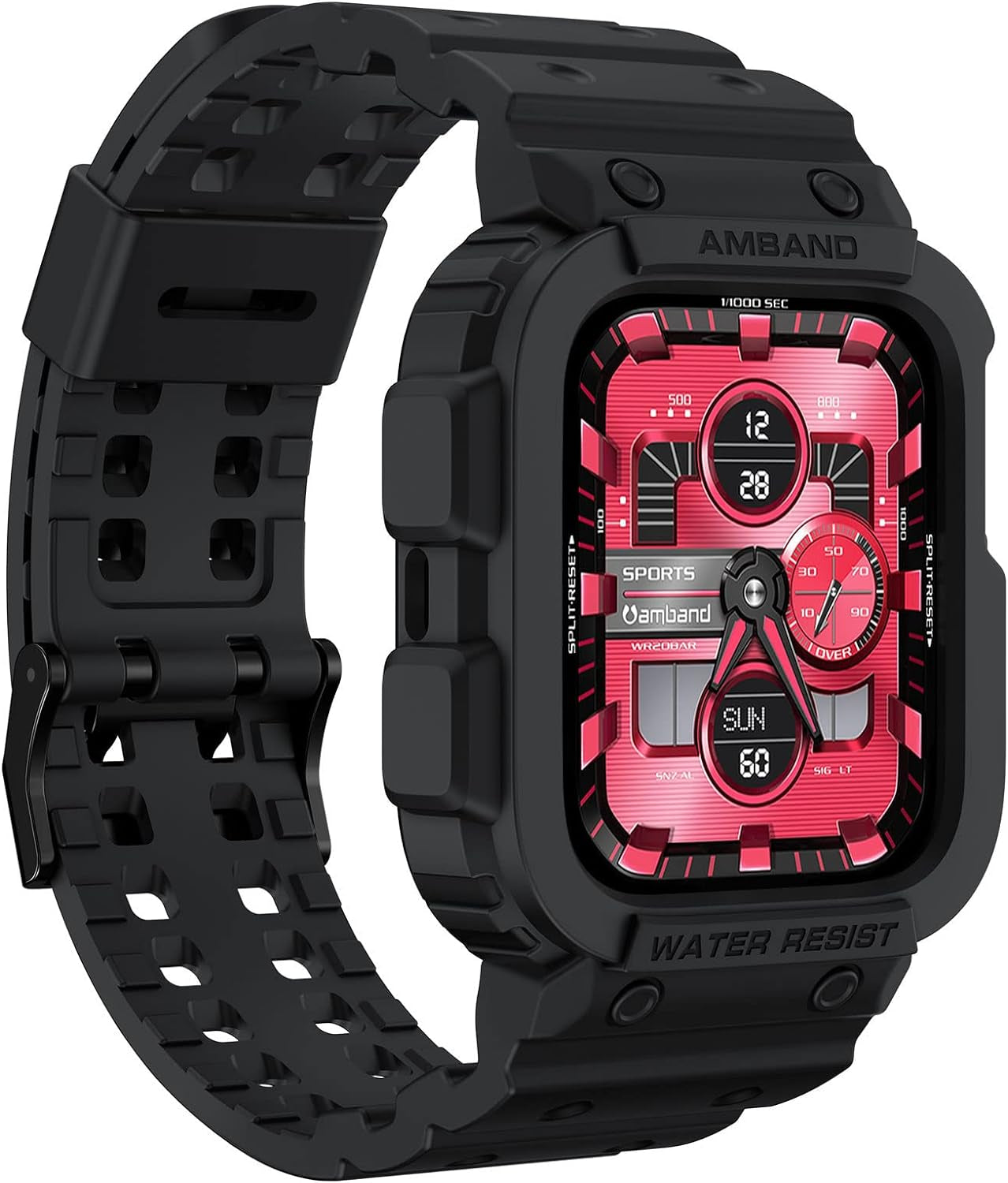 Compatible with Apple Watch Band 45Mm 44Mm 42Mm with Bumper Case, Rugged Men Bands for Iwatch SE SE 2 Series 9 8 7 6 5 4 3 2 1, Sport Military Protective Cases Drop-Proof, Matte Black