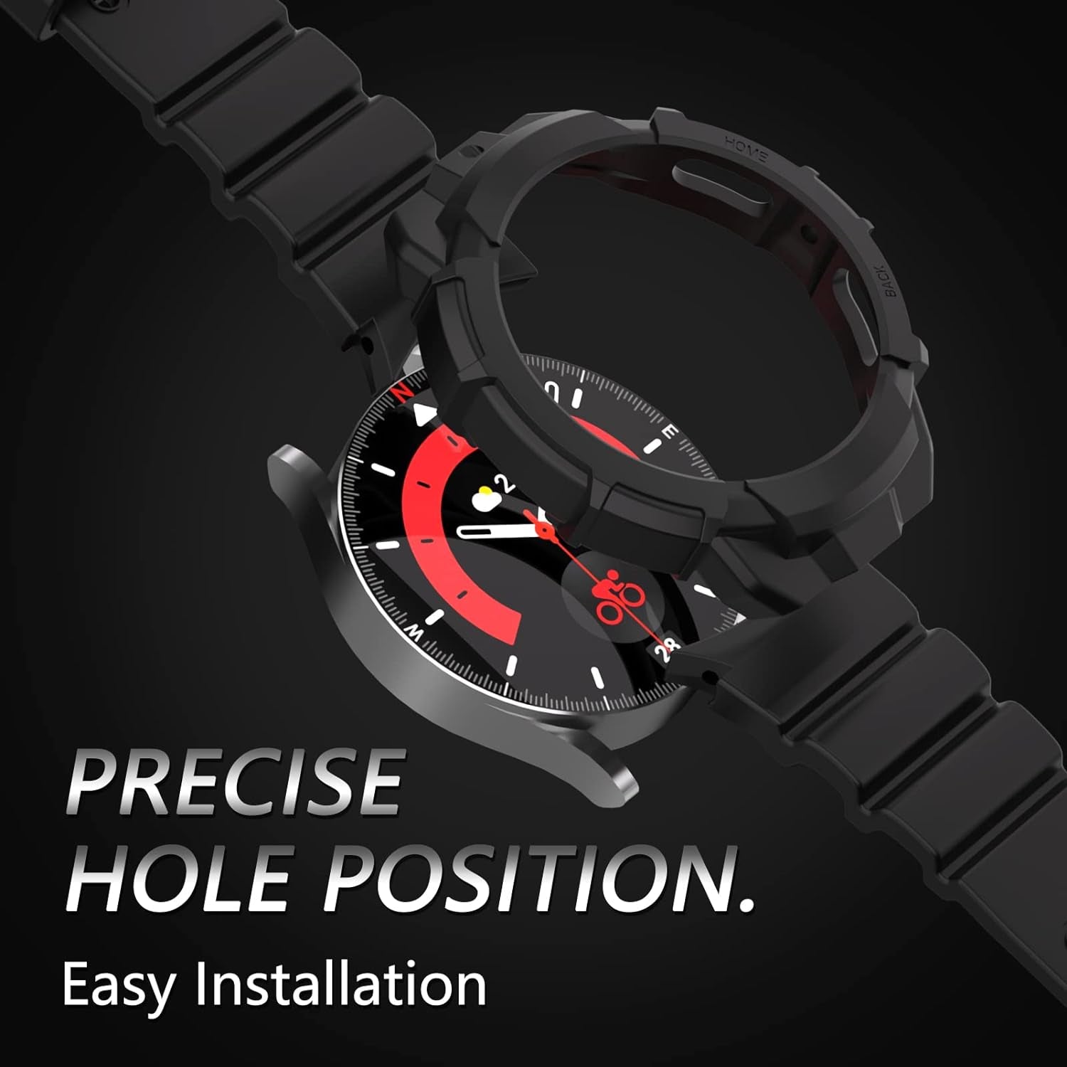 Case Compatible with Galaxy Watch 5/4, Rugged Protective Case with Quick Release Sport Bands for Men, Black