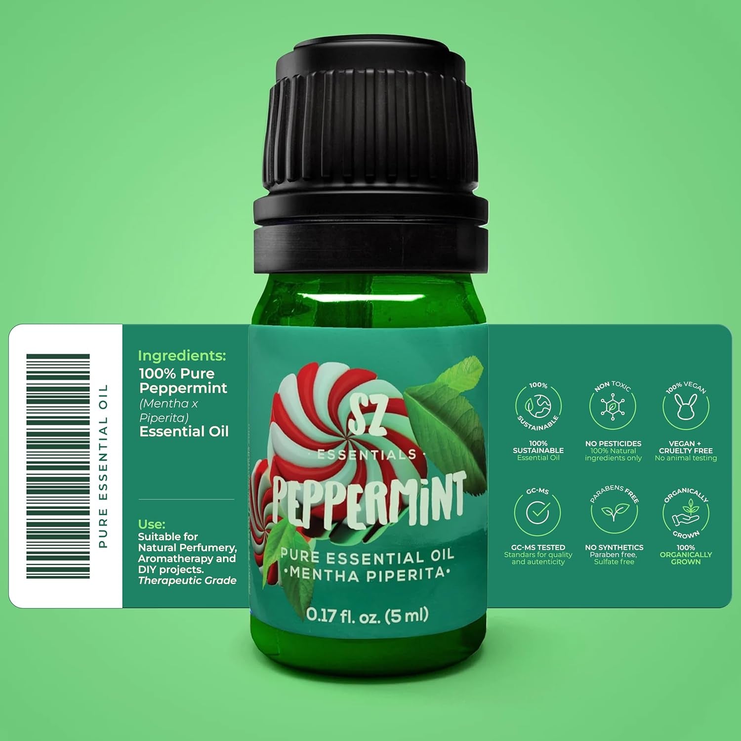 Peppermint Essential Oil - Sweet Candy Cane Scent! the Real Deal - 100% Pure and Natural - Undiluted - 5Ml TLBH