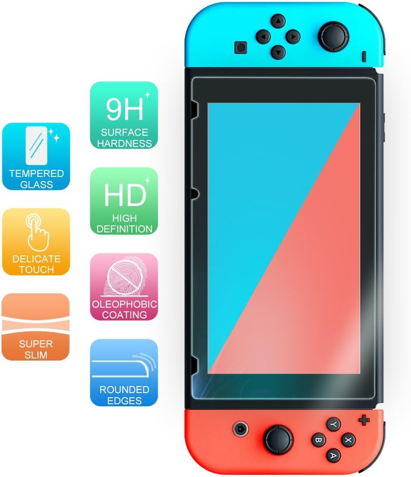 Nintendo Switch Screen Protector,  [Tempered Glass] [2-Piece] [Works While Docking] - 0.3Mm Thickness/Bubble Free/Ultra Clear/9H Hardness/Anti-Scratch/Shatterproof/Anti-Fingerprint (Clear)