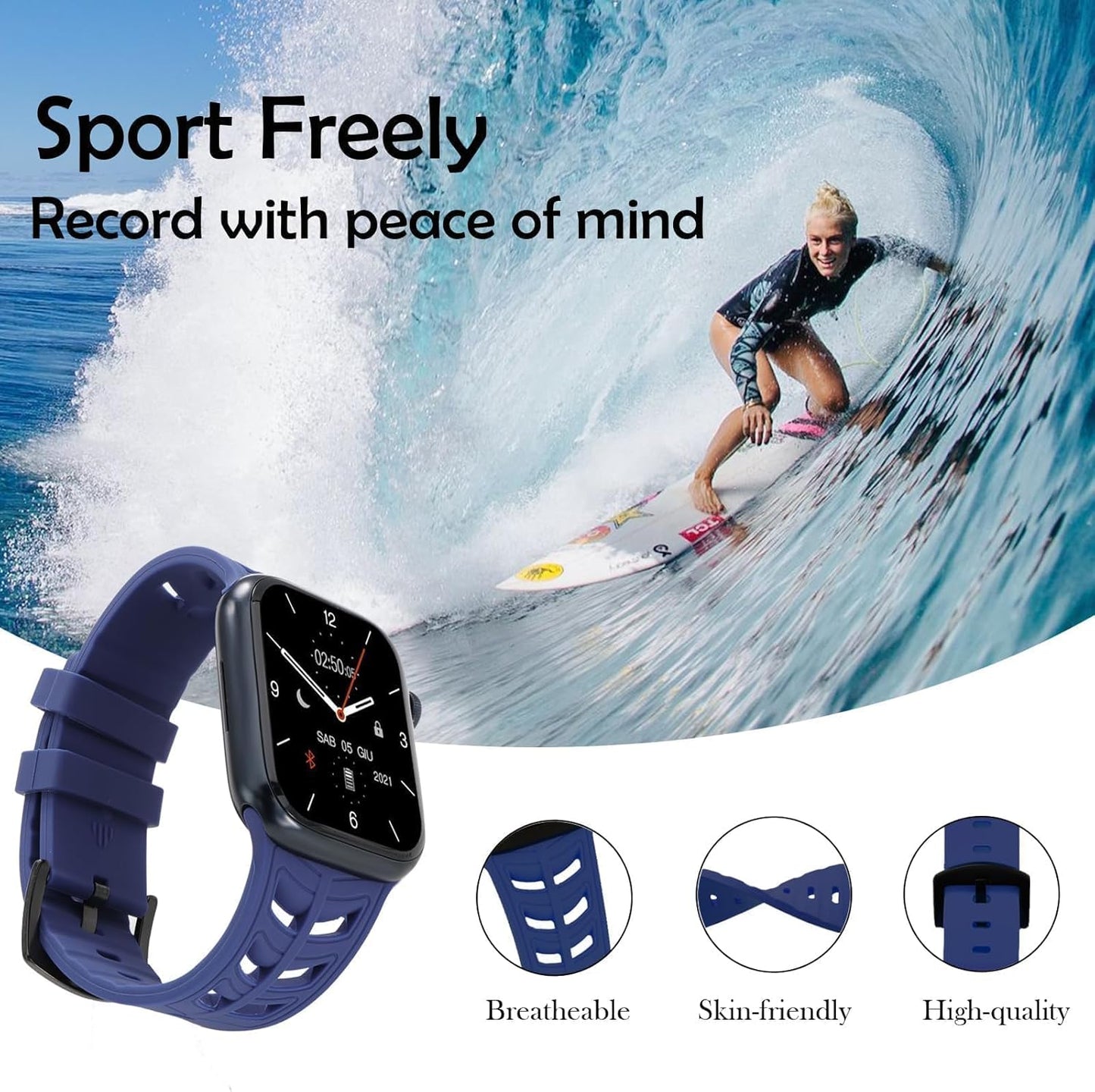 Premium Silicone Sport Band for Apple Watch 42/44/45/49Mm, Soft Breathable Strap for Women and Men,Compatible with Iwatch Series SE/9/8/7/6/5/4/3/2/1 Ultra 1/2,Stylish and Skin-Friendly