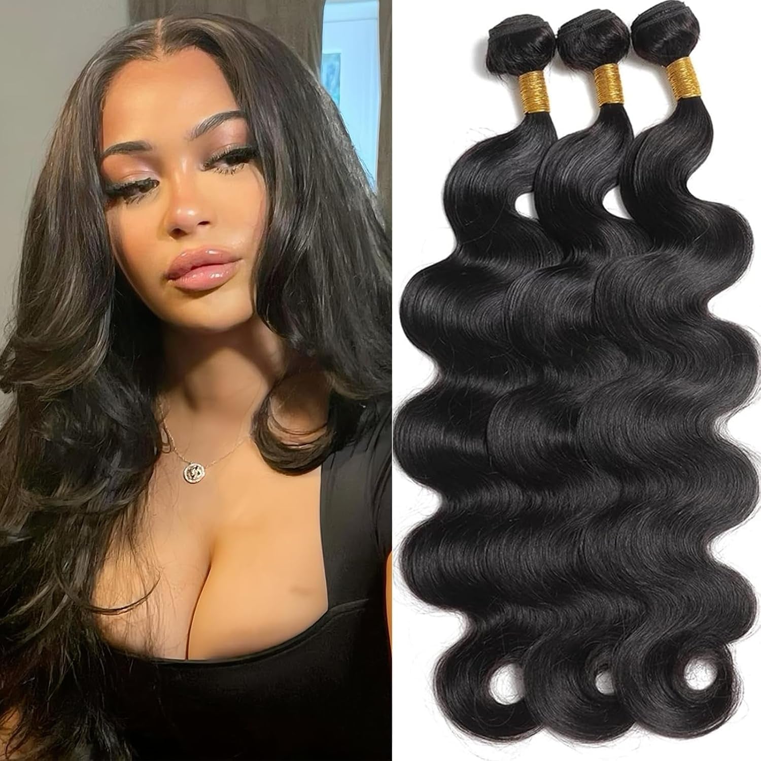 Human Hair Bundles 18 20 22 Inch Body Wave Bundles Human Hair 100% Unprocessed 12A Brazilian Virgin Hair Weave 3 Bundles Human Hair Extensions for Black Woman