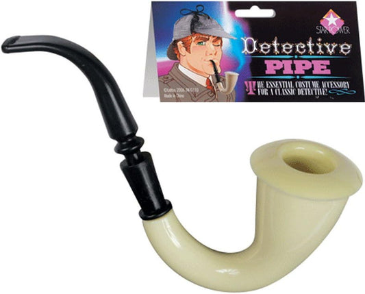 Star Power Toy Detective Pipe Costume Accessory, Black White, One Size