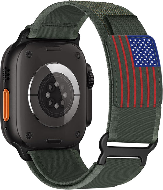Trail Loop Nylon Band - Compatible with Apple Watch Ultra 2 Band 49Mm 46Mm 45Mm 44Mm 42Mm 41Mm 40Mm 38Mm Men Women,Rugged Braided Elastic Weave Sport Strap for Iwatch Ultra Series 10/9/8/7/6/SE/5/4/3