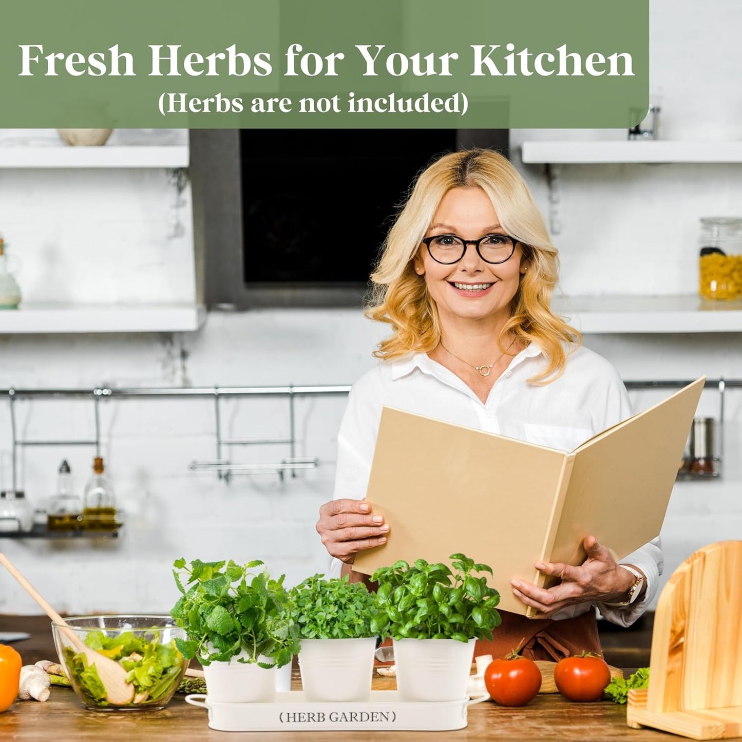 Indoor Herb Garden, Herb Garden Planter for Indoor/Outdoor, Farmhouse Plant Pots, Windowsill Herb Garden with Tray(Planter Only) Window Pots