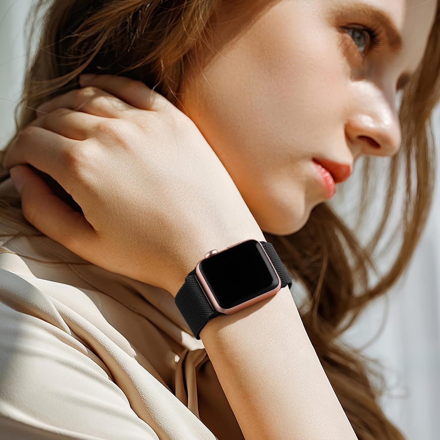 Braided Band Compatible with Apple Watch Series 9 8 7 45Mm 41Mm Ultra 2 Band 49Mm Series 6 5 4 SE 44Mm 40Mm Series 3 2 1 38Mm 42Mm Men Iwatch Bands Womens Stretchy Nylon Solo Loop Sport Strap
