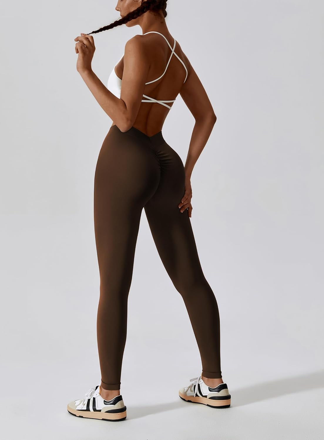 V Back Leggings for Women Seamless Scrunch Butt Lifting Workout Leggings High Waist Gym Yoga Pants