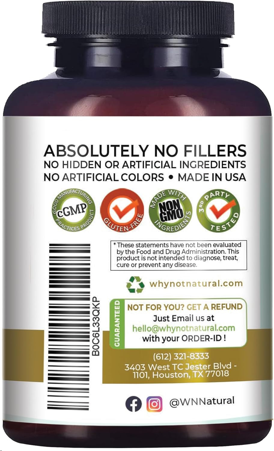 4-In-1 Organic Black Maca Root, Ashwagandha, Fenugreek, Panax Ginseng Capsules, Supplement for Men and Women (120 Count (Pack of 1) TLBH