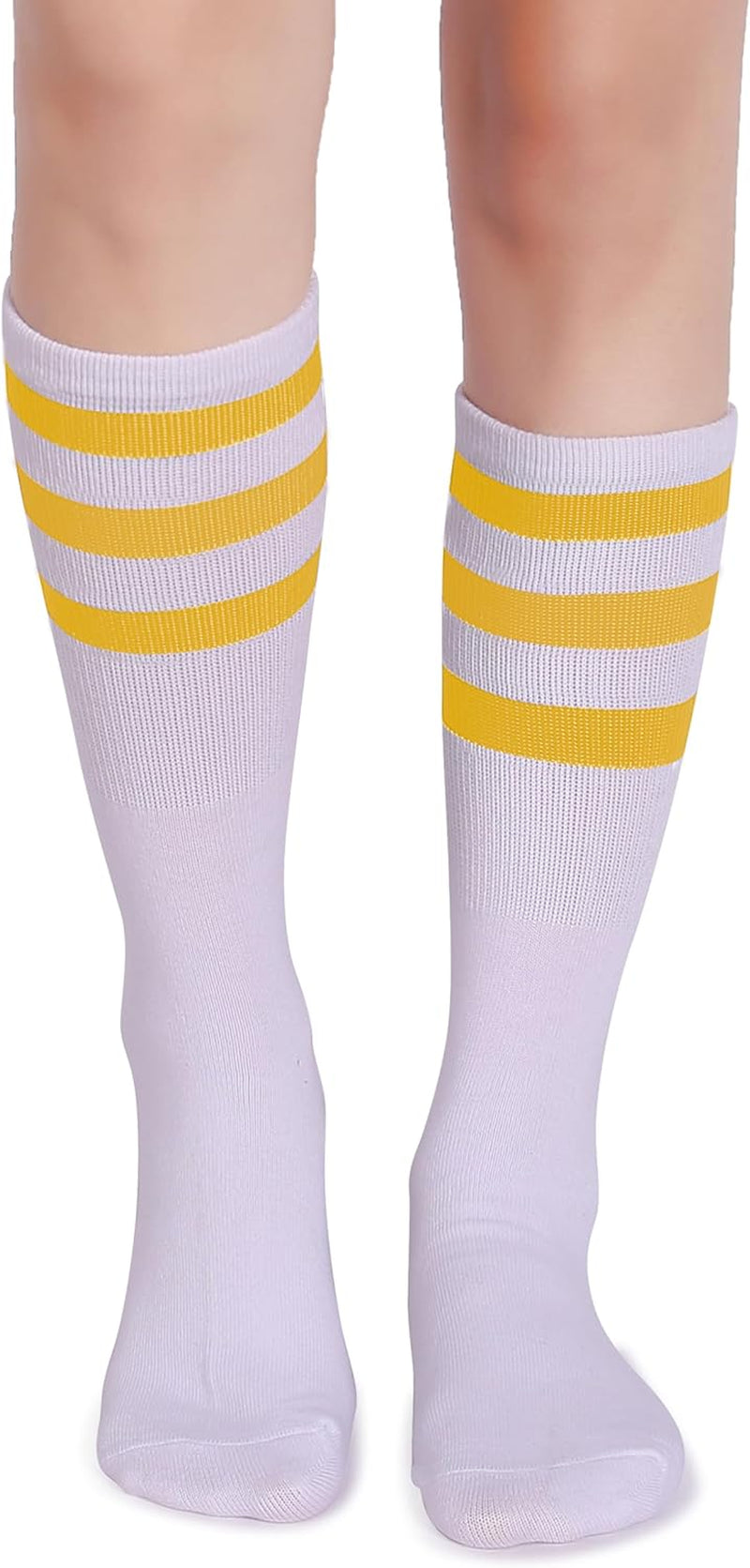 Classic Triple Stripes Soft Cotton on the Calf Retro White Tube Socks