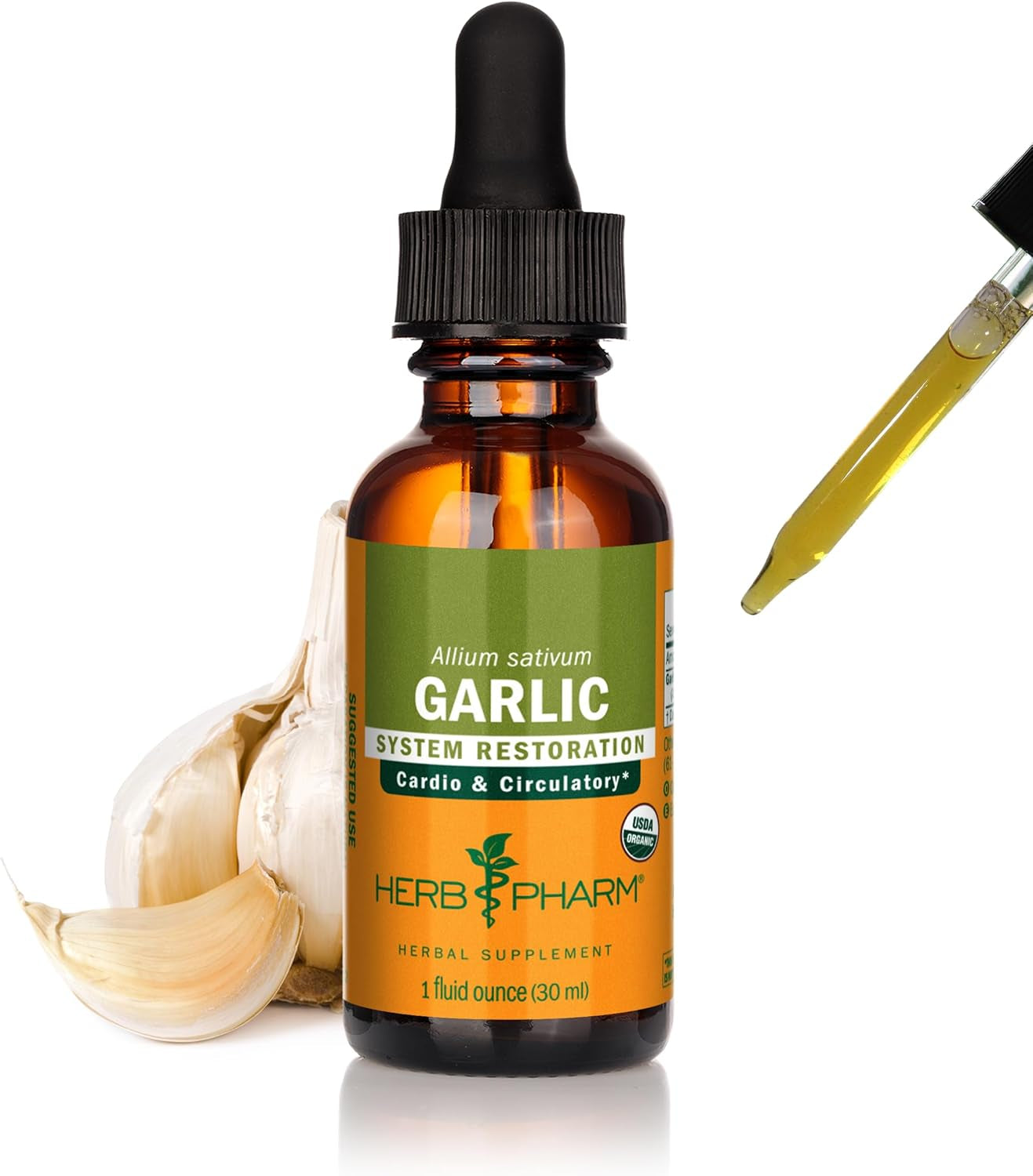 Certified Organic Garlic Liquid Extract for Cardiovascular and Circulatory Support - 1 Ounce TLBH