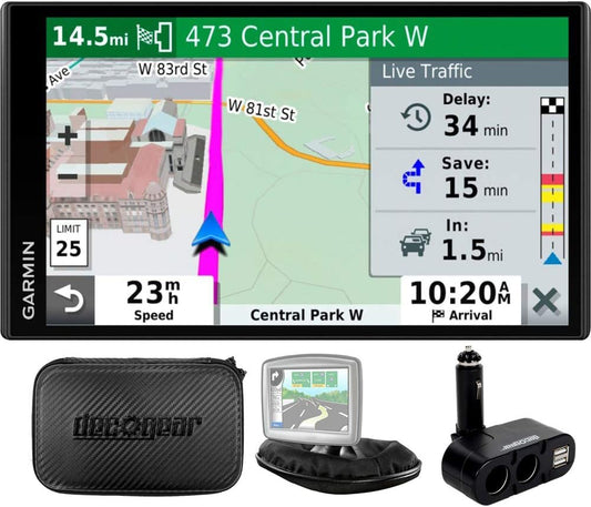 010-N2038-02 Drivesmart 65T GPS Navigator (Renewed) | Official USA Partner Model | Bundle with Dual DC12V/24V Electronic Car Socket, Universal Weighted & Deco Gear Hard EVA Case with Zipper TRUCK DRIVER