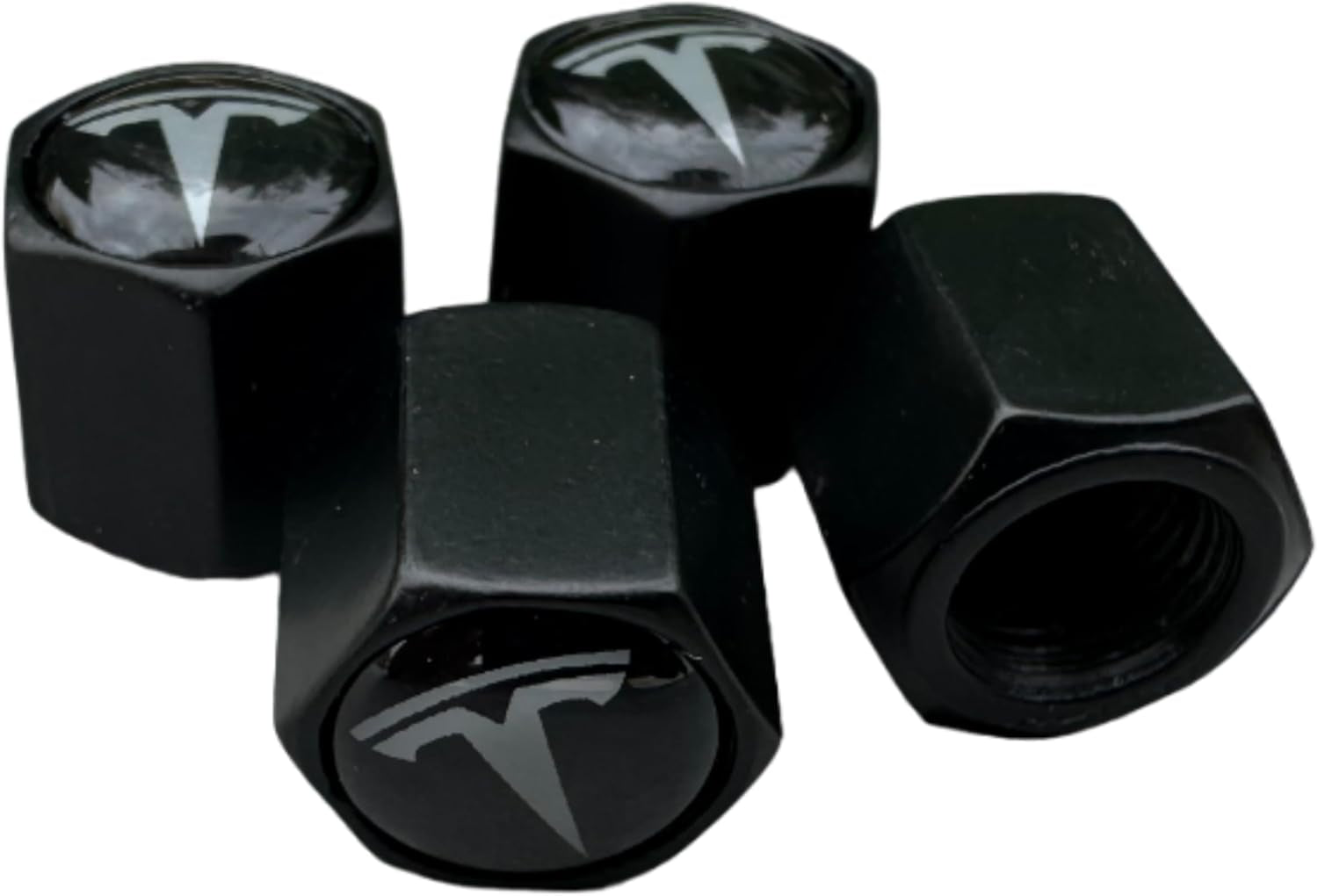 Car Tire Valve Stem Caps for Tesla Model 3, S, X, Y Accessories (4 Pack) Leakproof Aluminum Tire Valve Caps with Rubber O-Rings Compatible with Tesla Model Y Accessories 2023