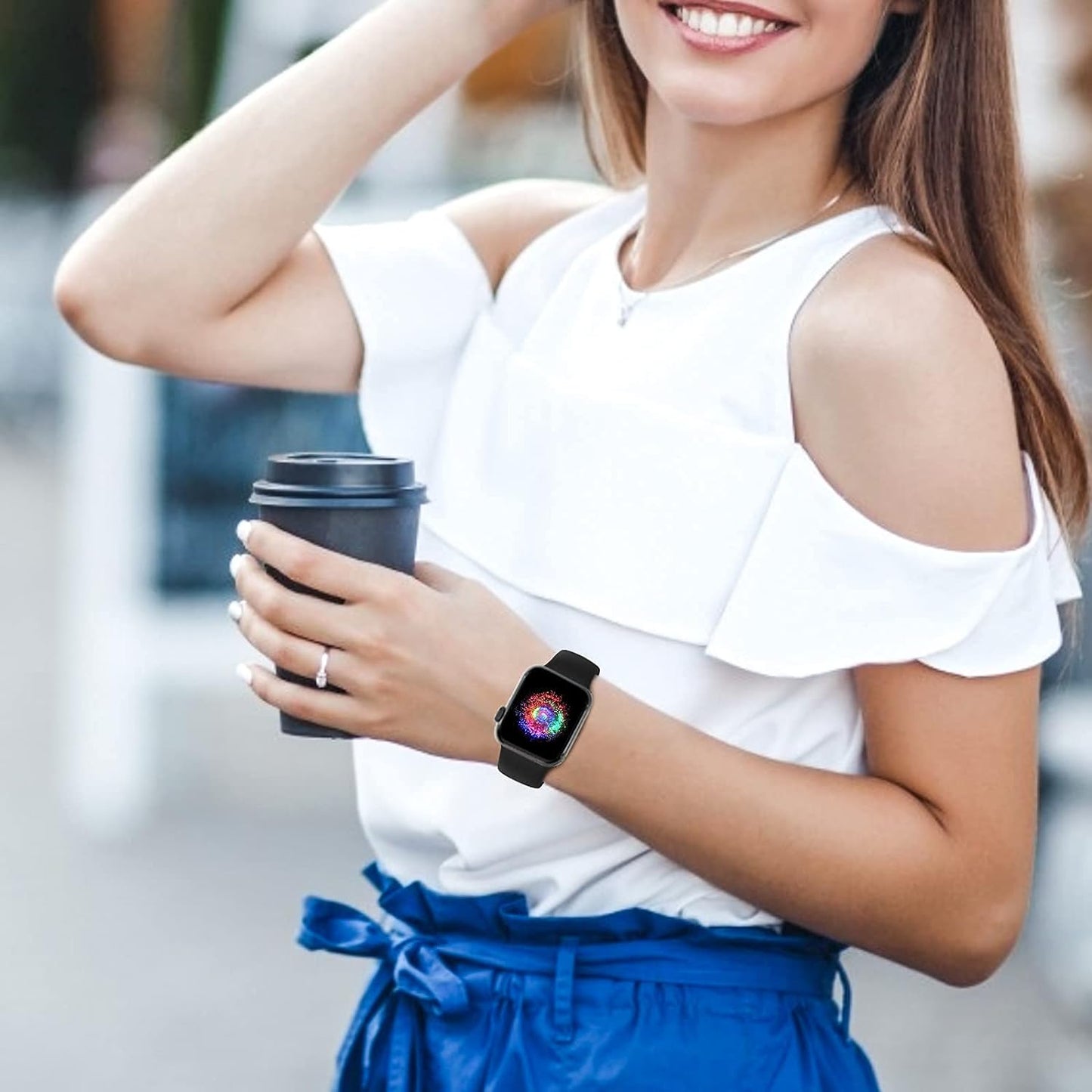 Sport Band Compatible with Apple Watch Bands 38Mm 40Mm 41Mm 42Mm 44Mm 45Mm 49Mm,Soft Silicone Strap Compatible for Apple Watch Series 9 Ultra 8 7 6 5 4 3 2 1 SE Men Women Black 38/40/41MM