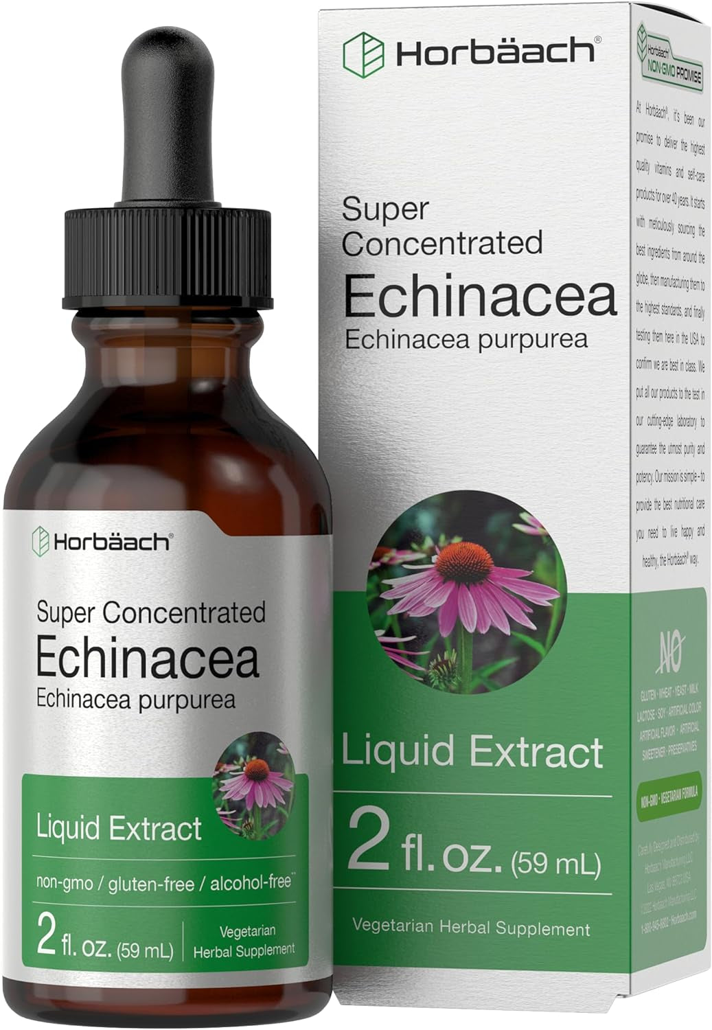 Echinacea Drops Liquid Extract | 2 Fl Oz | Super Concentrated Tincture | Alcohol Free, Vegetarian, Non-Gmo, and Gluten Free TLBH