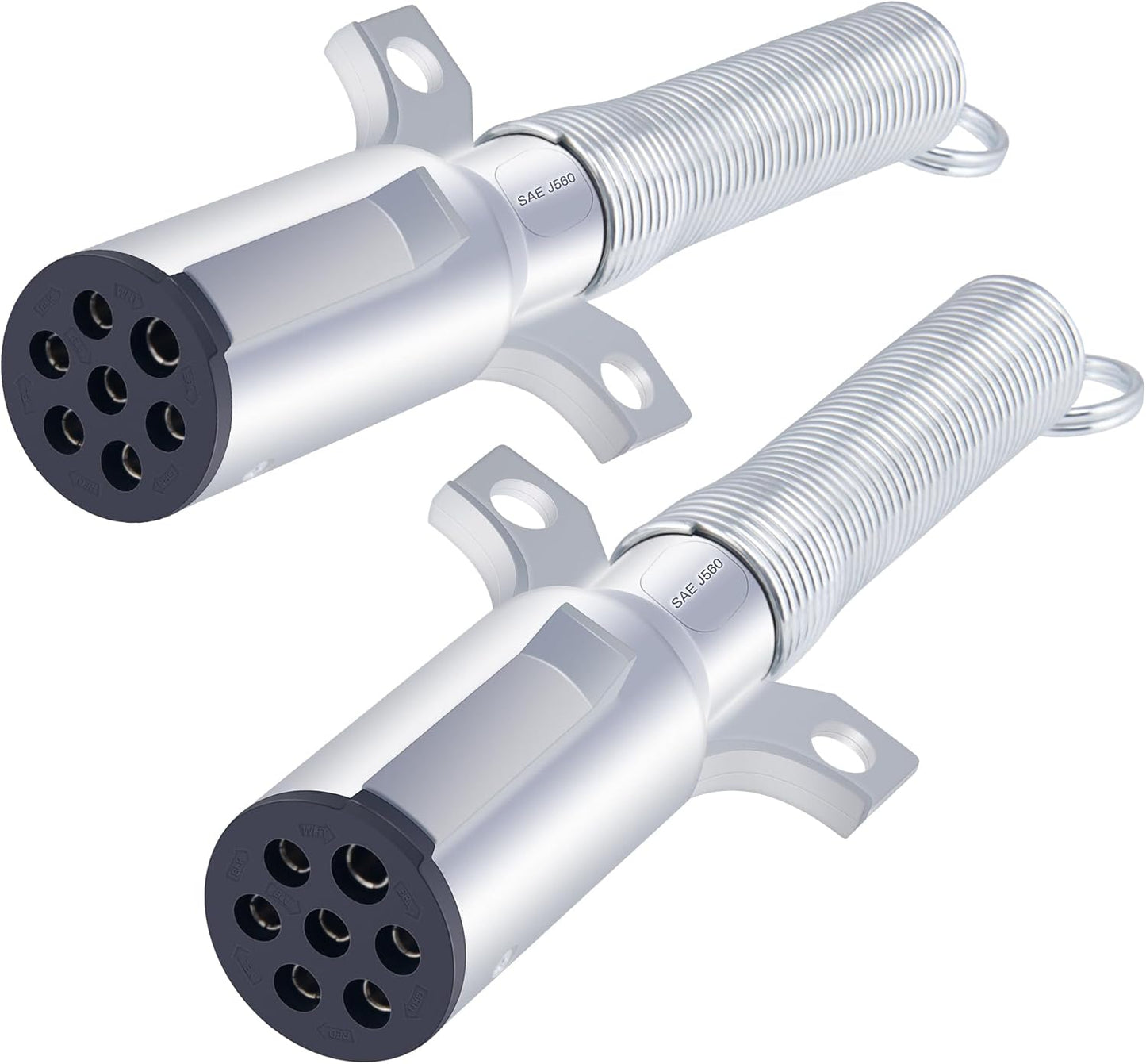 7 Way Trailer Plug Set,  7 Way Replacement Plug, Heavy Duty Die Cast Plug Assembly - with Spring Guard, 7 Pin Plug for Semi Truck Tractor Trailer - 2PCS TRUCK DRIVER